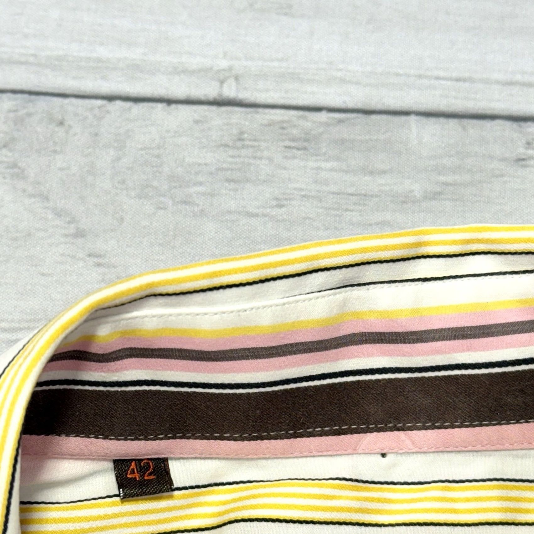 Etro ETRO Dress Shirt Mens 42 Multicolor Striped Button-Down Italy Regular Long Sleeve Cotton 100% Size 42R - 4 Thumbnail