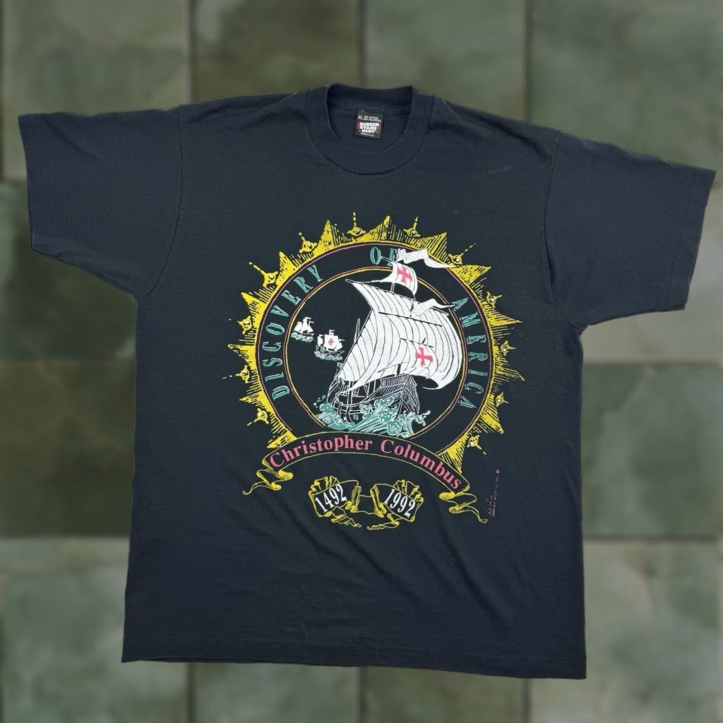 Vintage VINTAGE Christopher Columbus T Shirt Adult XL Black Discovery Of America Shirt Mens XL 90s USA Theme Size US XL / EU 56 / 4 - 1 Thumbnail