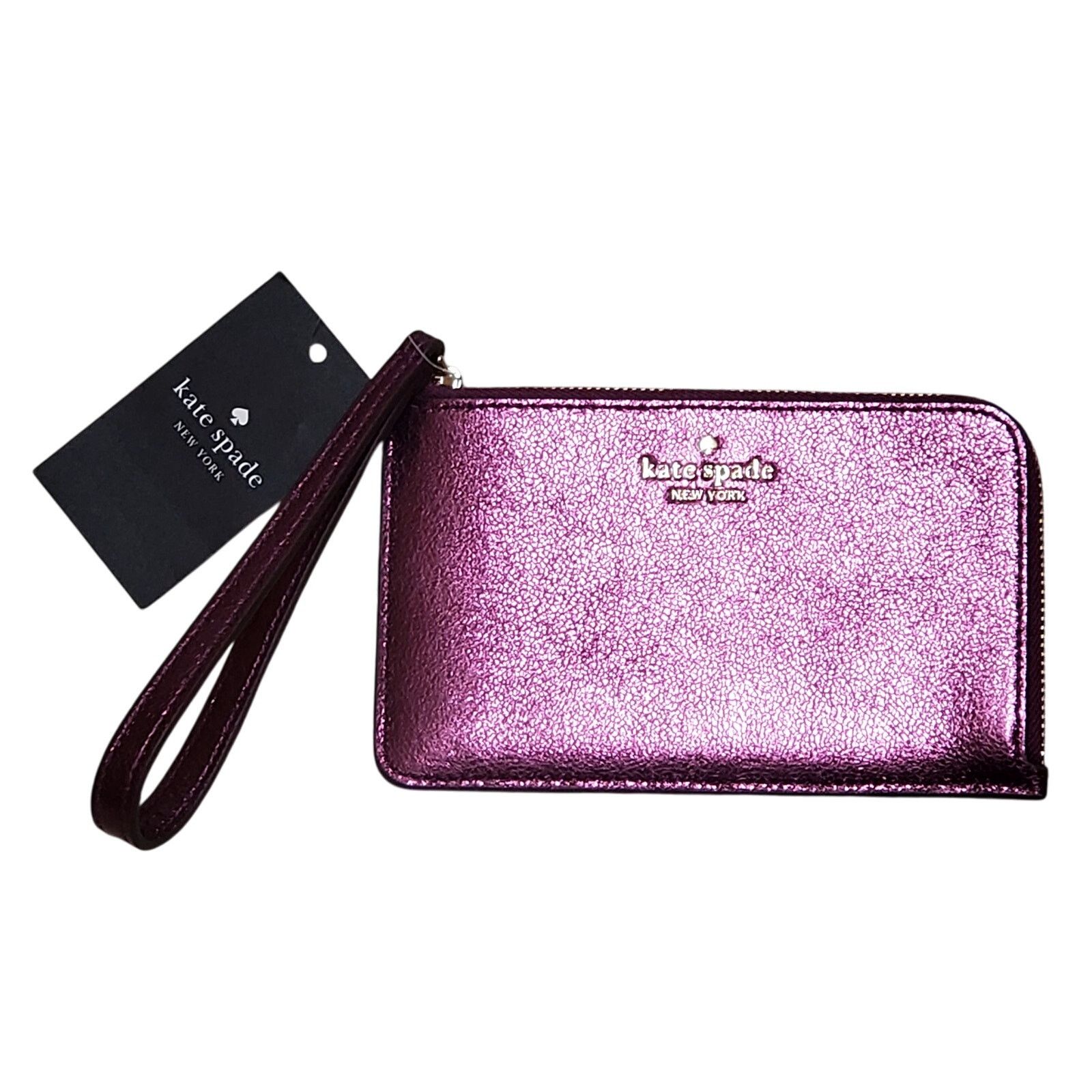 Kate Spade Kate Spade Lucy Small L-Zip Wristlet Dark Raspberry Metallic Size ONE SIZE - 1 Thumbnail