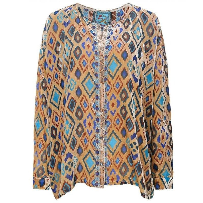 Johnny Was Johnny Was Multicolor Ikat Silk Blend Sheer Blouse S Size S / US 4 / IT 40 - 7 Thumbnail