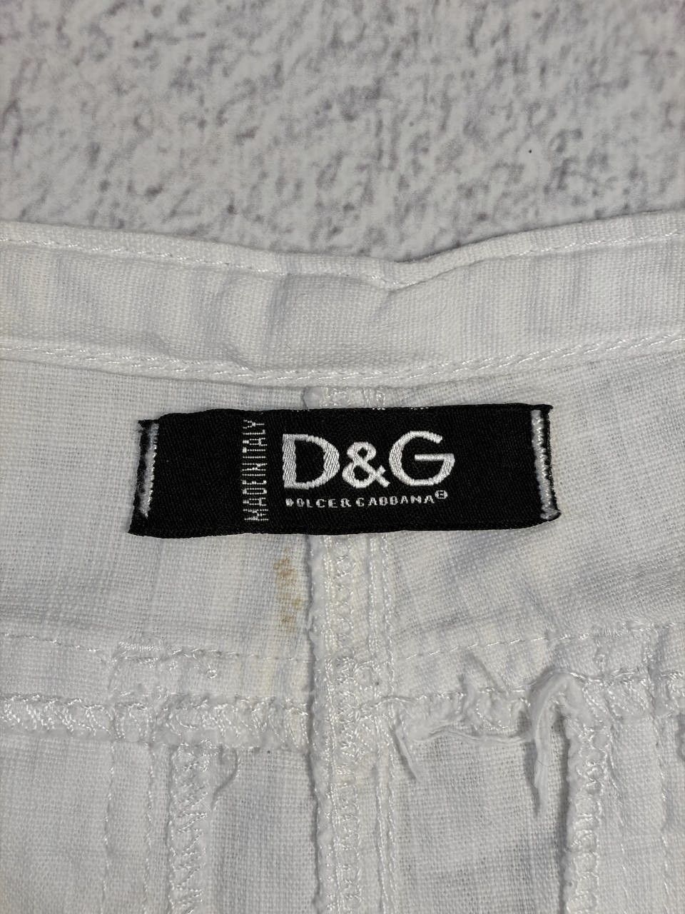 Dolce & Gabbana Dolce & Gabbana White Linen Mini Skirt Y2K Drawstring Waist Size 27" / US 4 / IT 40 - 10 Thumbnail