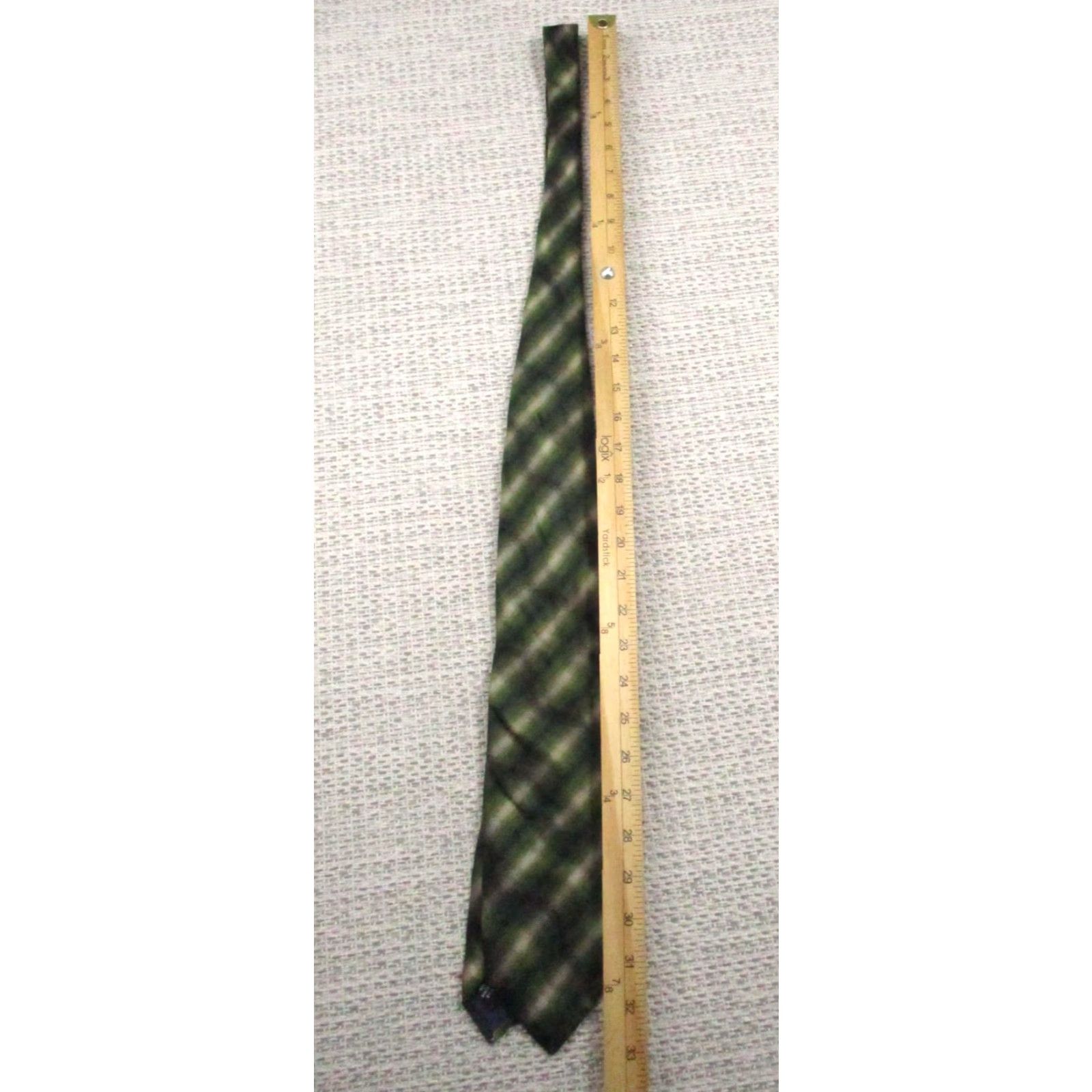 Vintage Stefano Milano Tie Mens One Size Green 100% Silk Made In Italy Plaid Necktie Size ONE SIZE - 4 Thumbnail
