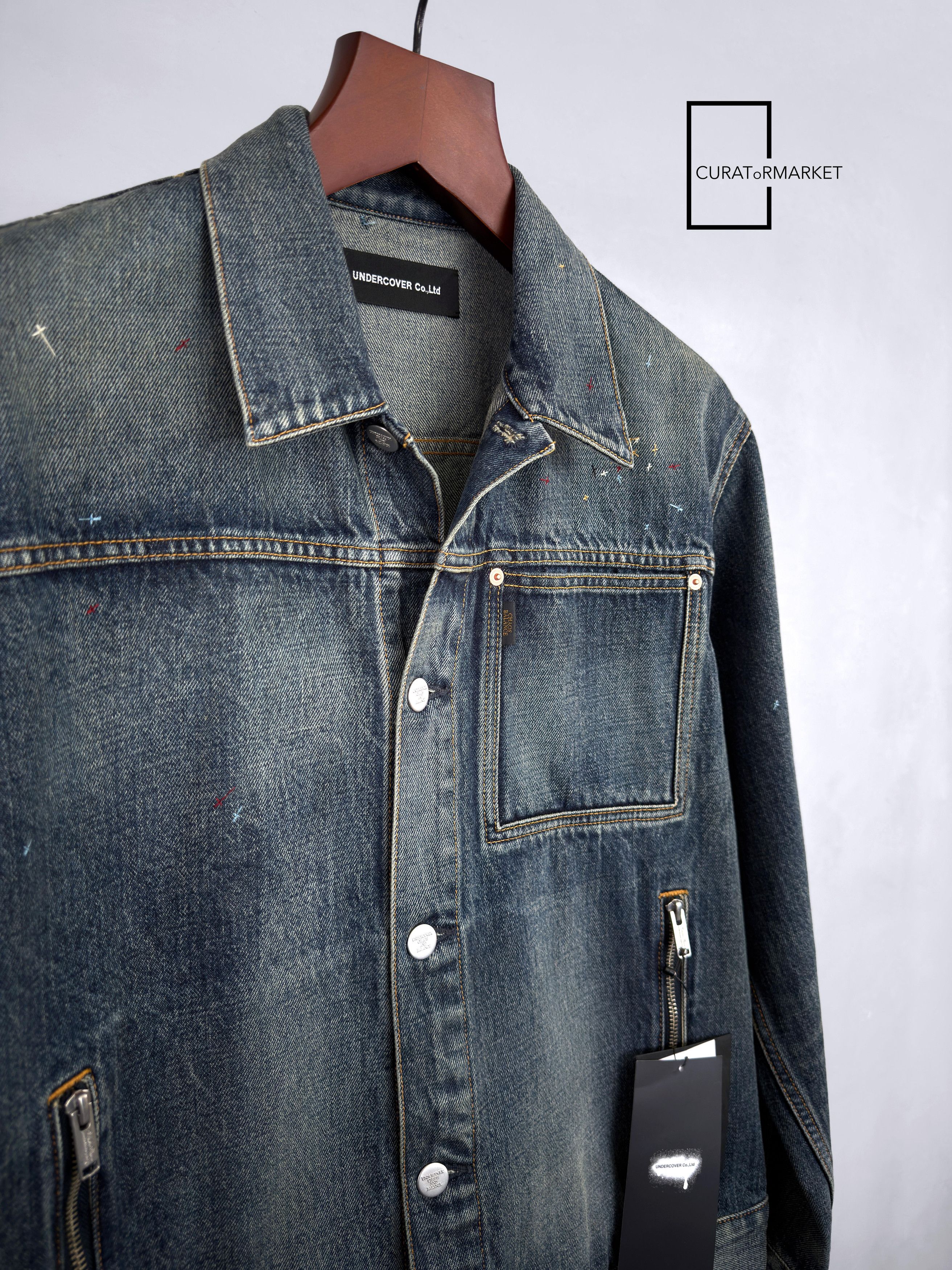 Undercover Cross Stitched Embroidered Indigo Cropped Denim Jacket FW24 Size US M / EU 48-50 / 2 - 4 Thumbnail