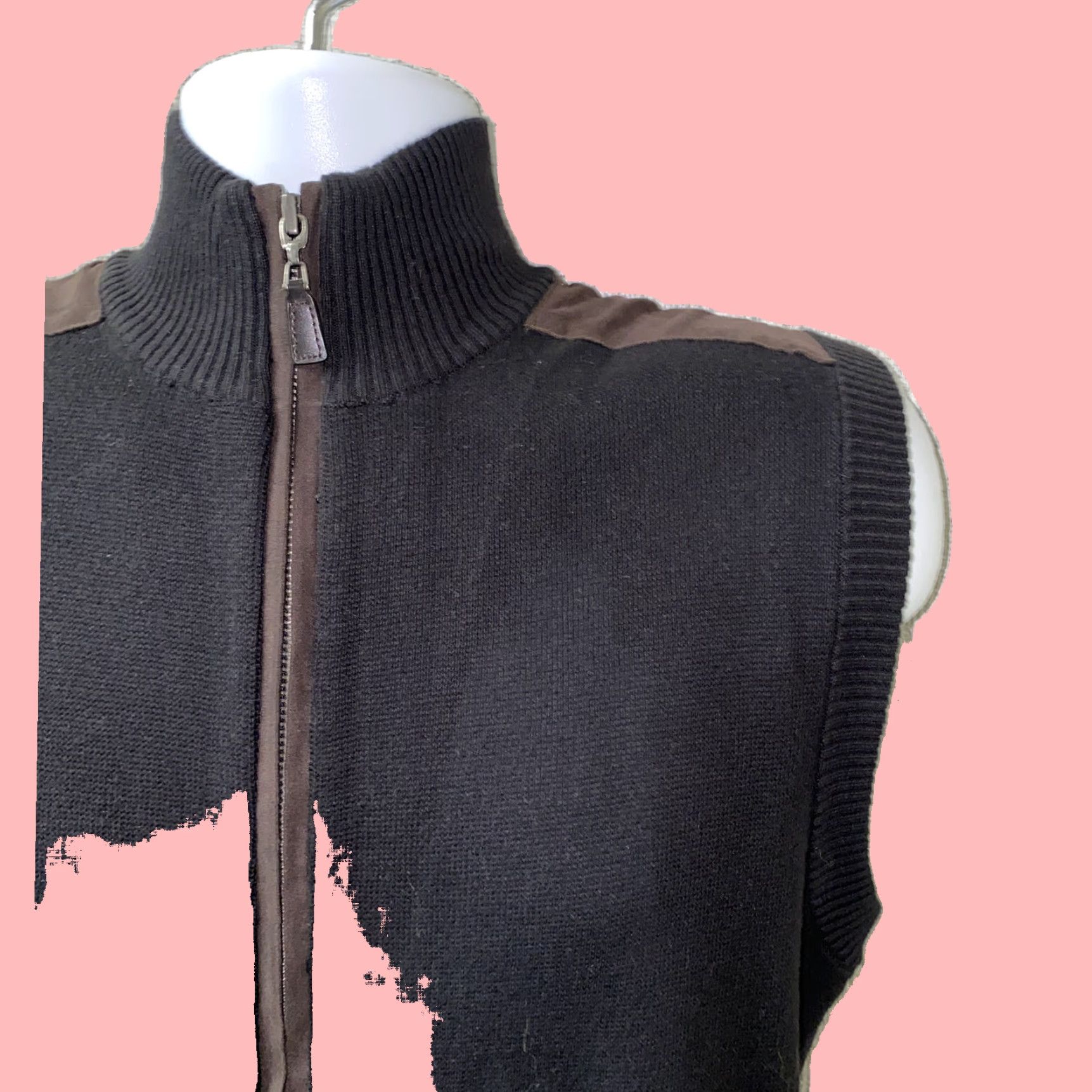 Roundtree & Yorke Roundtree & Yorke Mens Black Cotton Full Zip Sweater Vest Size Small Size US S / EU 44-46 / 1 - 2 Thumbnail