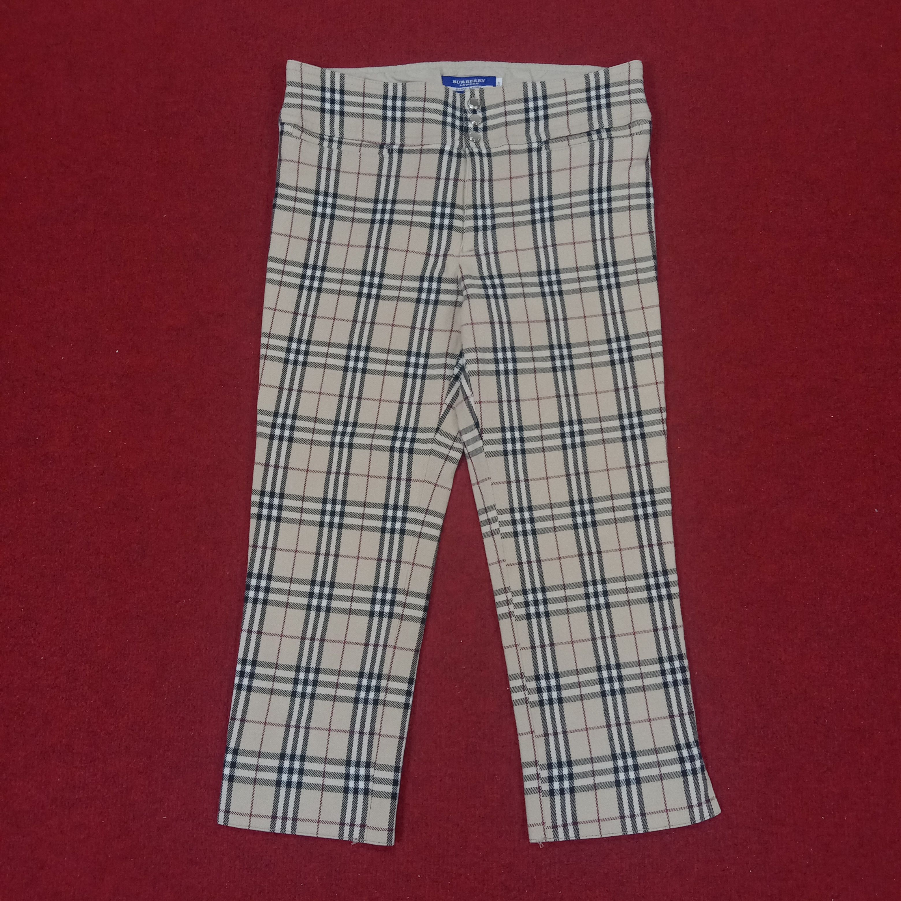 image of Burberry London Nova Check Style Casual Pants in Cream, Women's (Size 25)