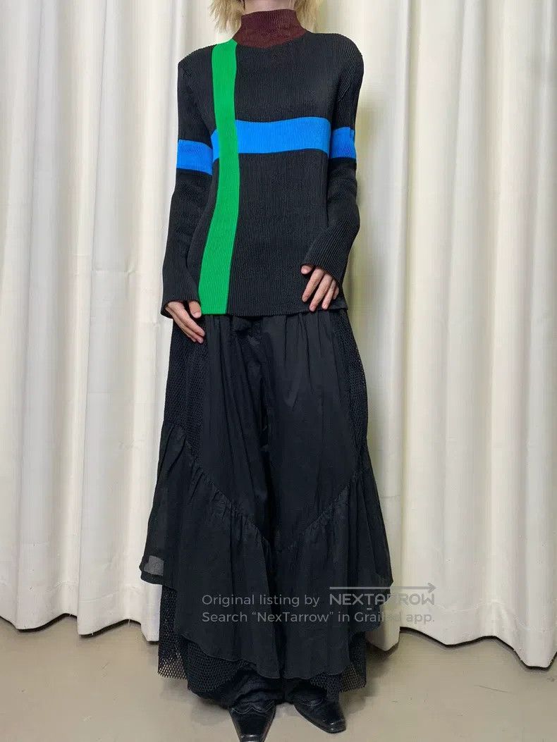 Issey Miyake Issey Miyake Circus Color-Striped Ruched Stand-Collar Top Size M / US 6-8 / IT 42-44 - 2 Thumbnail