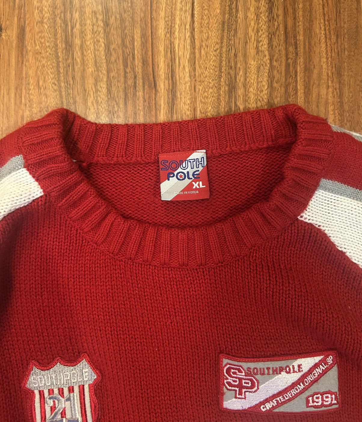 Southpole Y2K Southpole Knit Sweater Red White Varsity Letterman Patch Size US XL / EU 56 / 4 - 3 Thumbnail