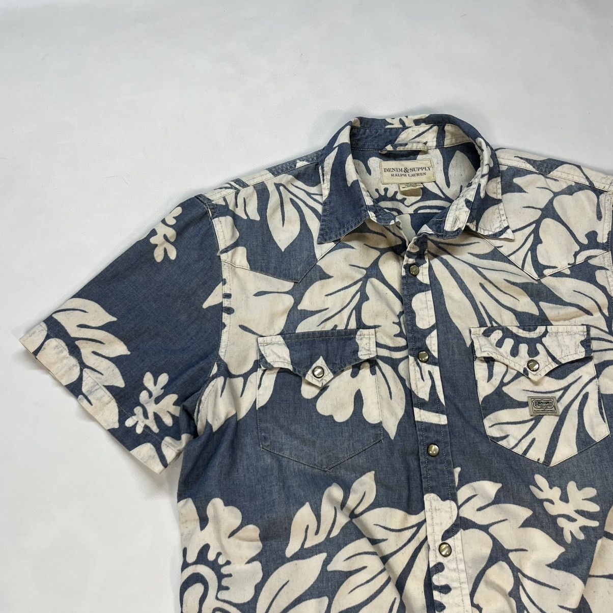 Vintage Ralph Lauren Denim Supply Floral Western Hawaiian Pearl Snap Size US L / EU 52-54 / 3 - 3 Thumbnail
