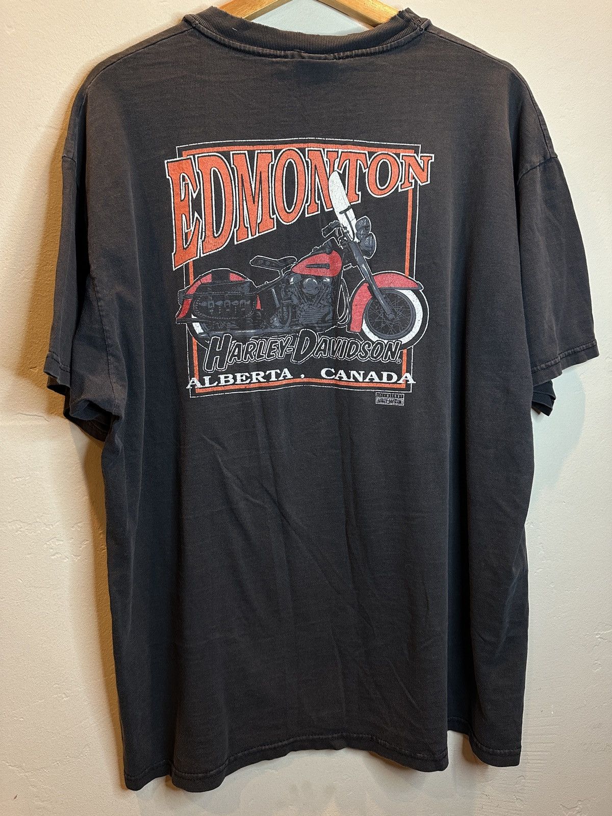 image of Vintage Harley Davidson Edmonton Alberta Canada Shirt in Black, Men's (Size XL)