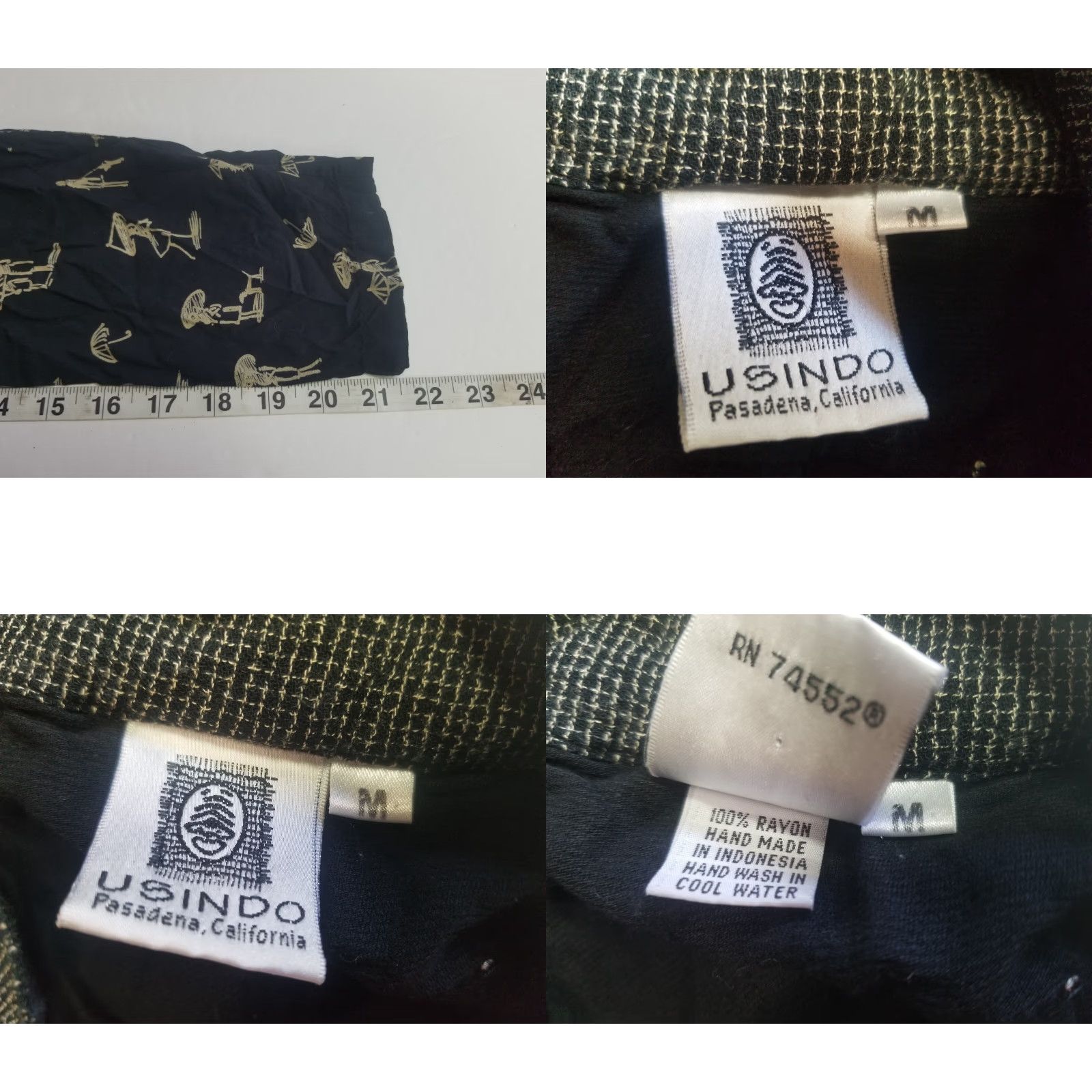 Vintage USINDO Blouse Shirt Open Front Button Black Tunic Long Sleeve M Womens Vintage Size M / US 6-8 / IT 42-44 - 8 Thumbnail