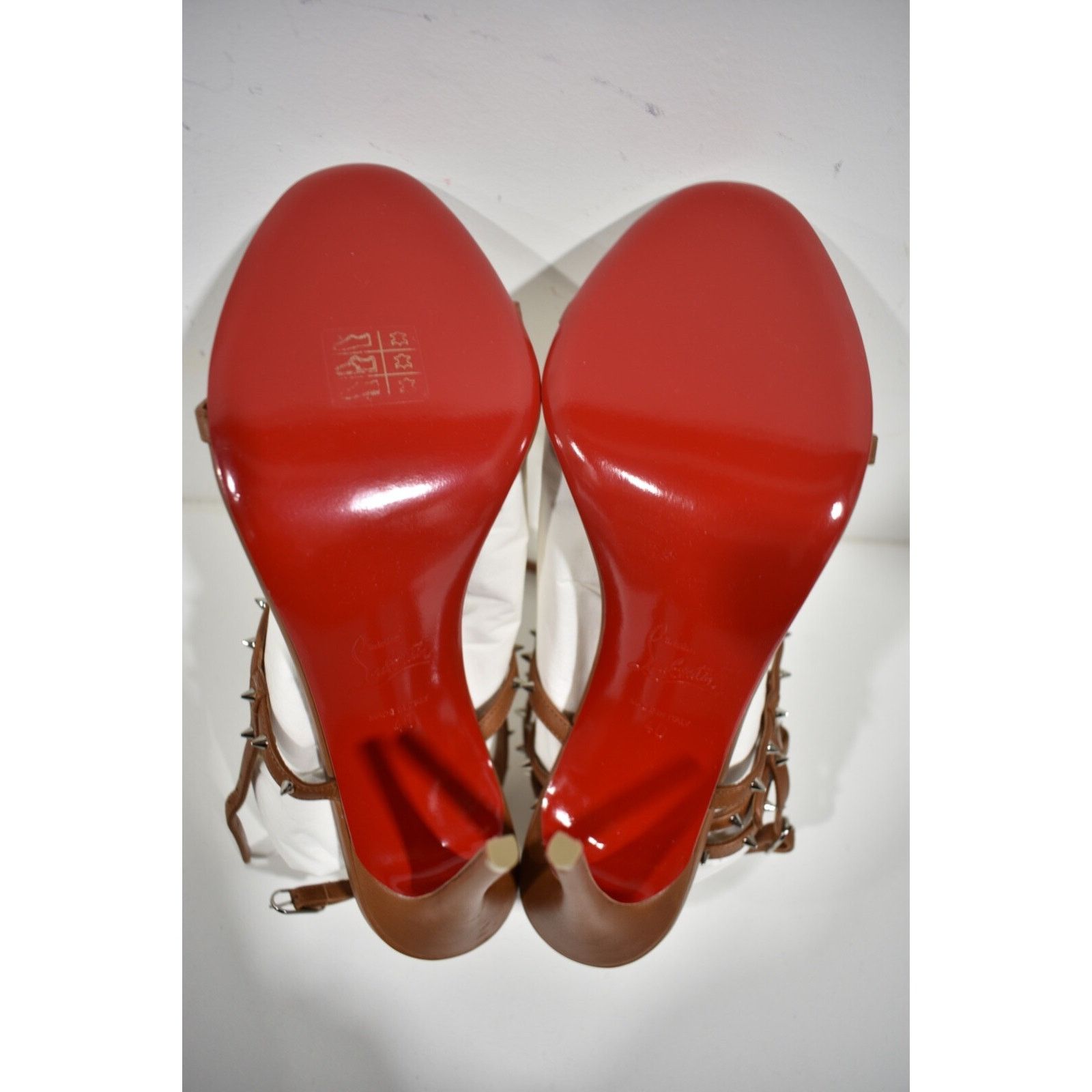 Christian Louboutin Bombina Spikes 100 Brown Ankle Strappy Sandal Heel Pump 40 Size US 10 / IT 40 - 12 Thumbnail