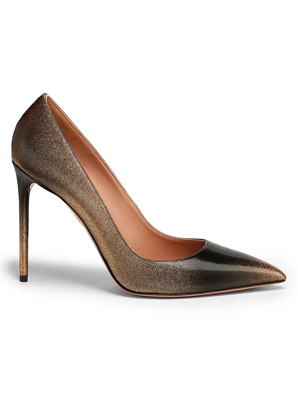 Aquazzura os11x1225 Purist 105MM Gradient Leather Pumps in Cacao Gold Size US 8 / IT 38 - 1 Thumbnail