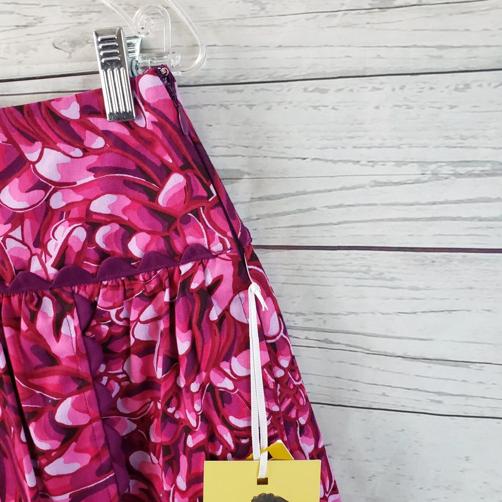 Vintage Kika Vargas Womens Skirt 4 Pink Purple Floral Scallop Side Zip A-Line Short Casual Shirt, Size 4, Cotton Blend, Vintage No, Regular, Pink, Womens Size 27" / US 4 / IT 40 - 2 Thumbnail