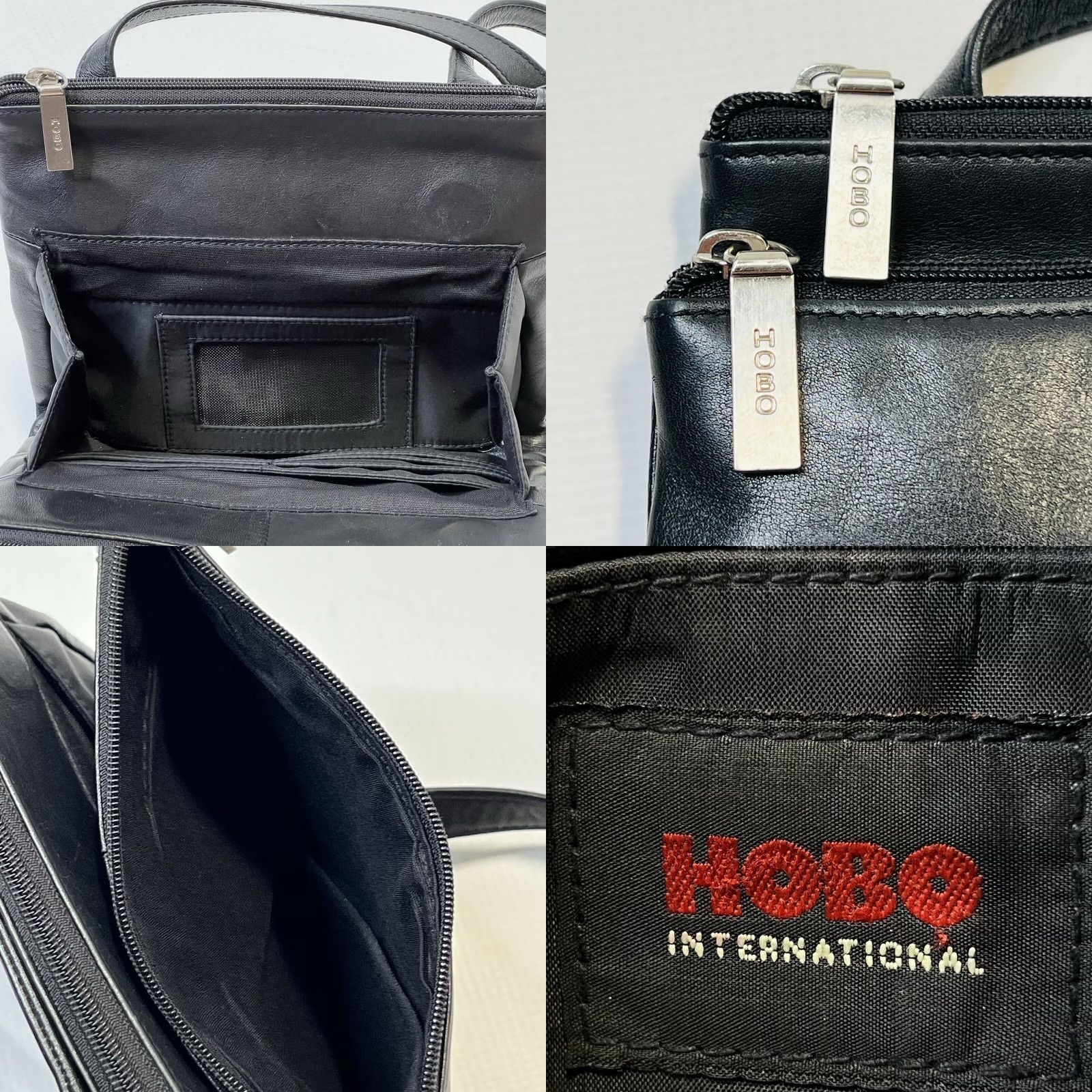 Vintage Hobo International Crossbody Bag Black Leather Small 9x8x3 Zip Pockets Lined Size ONE SIZE - 8 Thumbnail