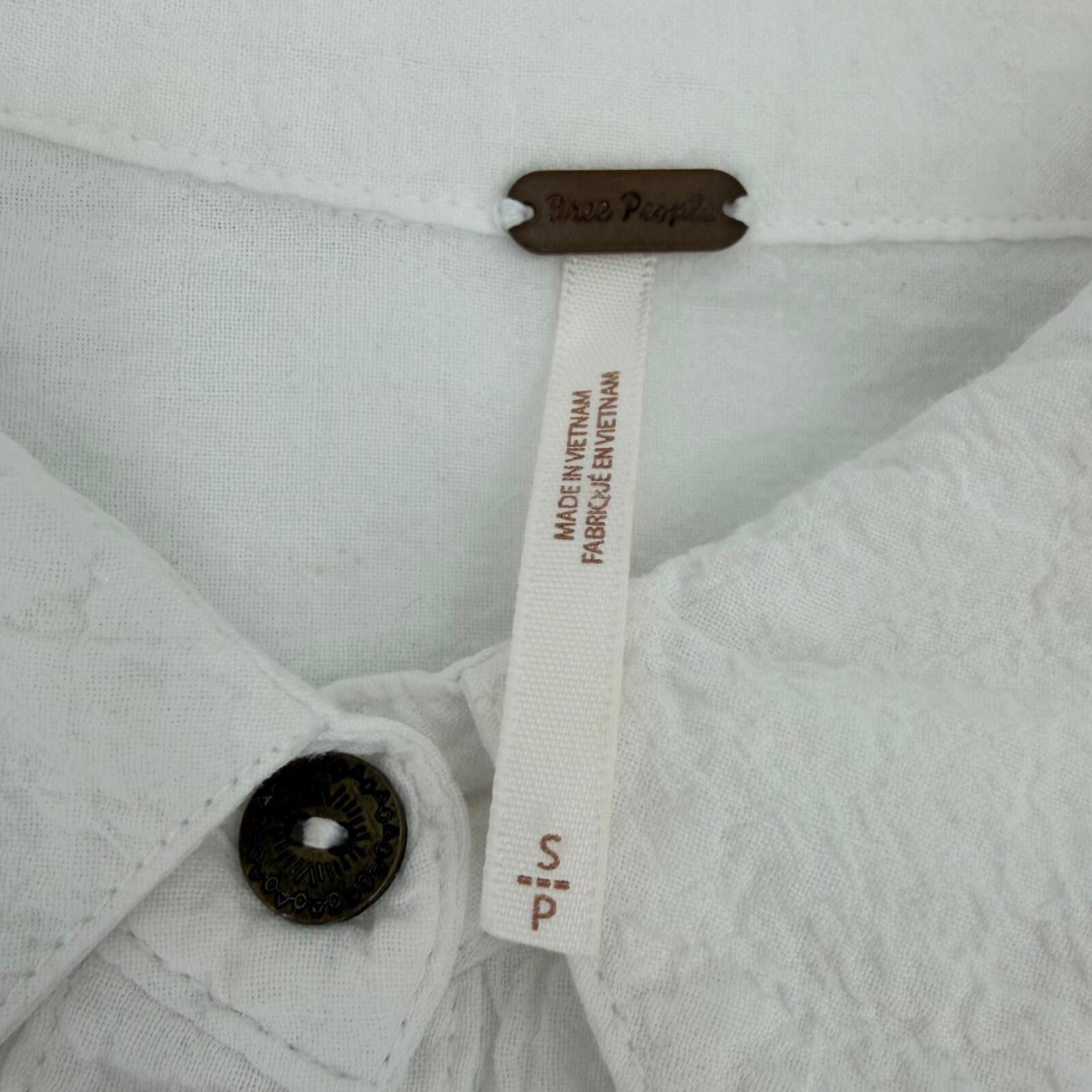 Free People Free People White Tunic Button Down Shirt Textured S Size S / US 4 / IT 40 - 4 Thumbnail