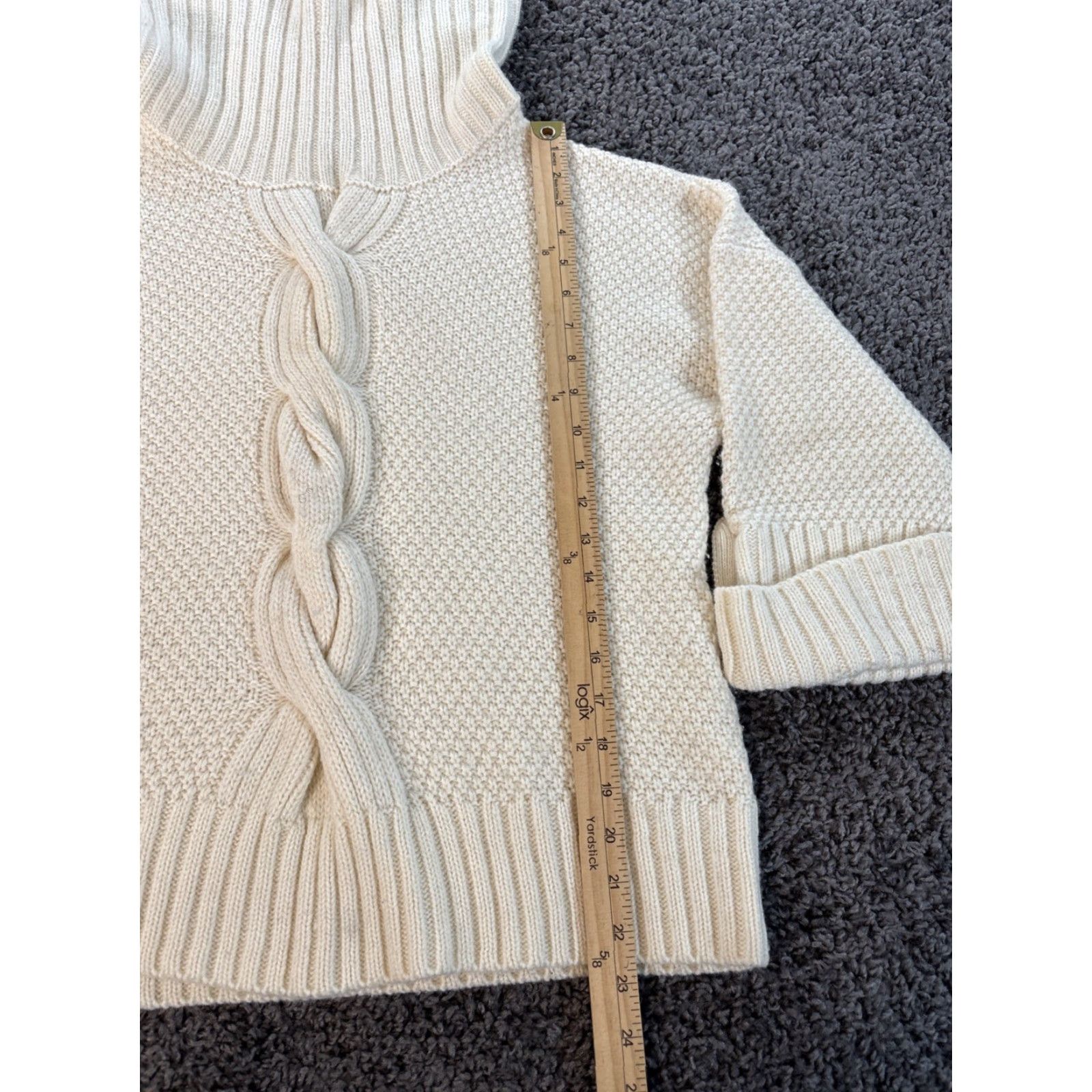 Talbots VINTAGE Talbots Turtleneck Sweater Petite Large Ivory Wool Alpaca Cable Knit Chunky Women L Pullover Knit Wool/Alpaca Size L / US 10 / IT 46 - 2 Thumbnail