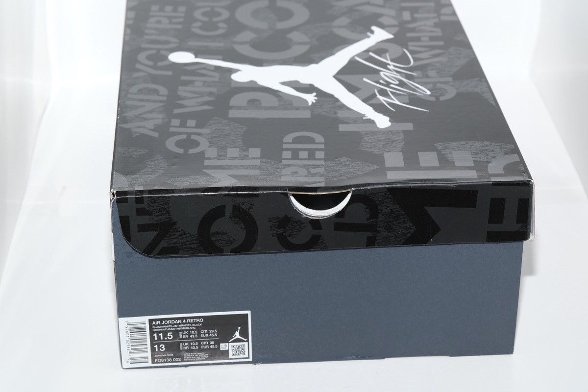Jordan Brand Nike Air Jordan 4 2024 Retro Fear Black White FQ8138-002 Size US 11.5 / EU 44-45 - 9 Thumbnail