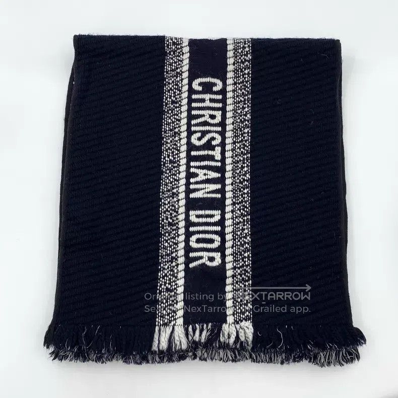 Dior Dior Color-blocking logo jacquard old flower wool tassel s Size ONE SIZE - 1 Thumbnail