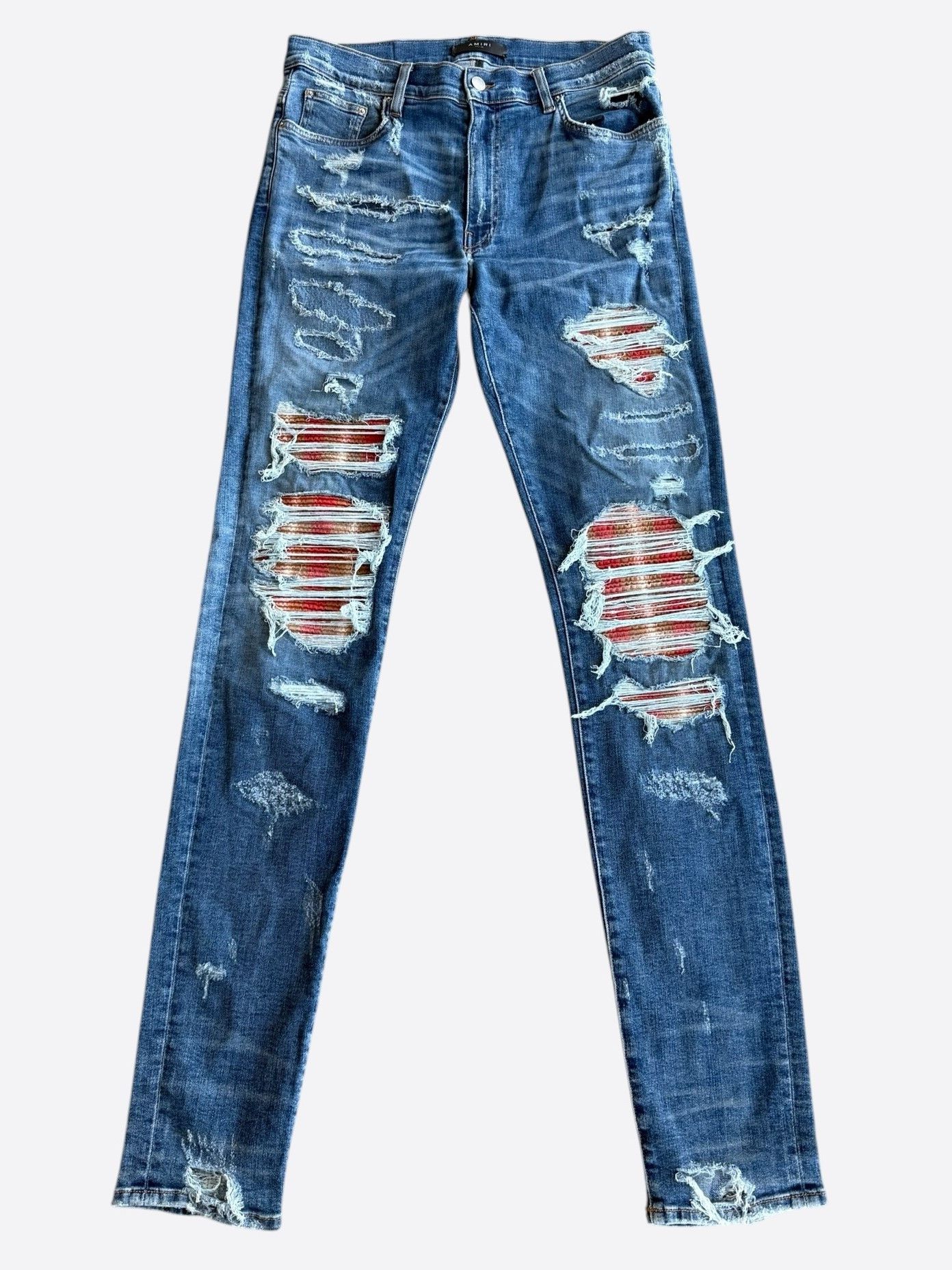 Amiri Amiri Classic Indigo Orange Plaid Patch PPX1 Jeans Size US 34 / EU 50 - 1 Thumbnail