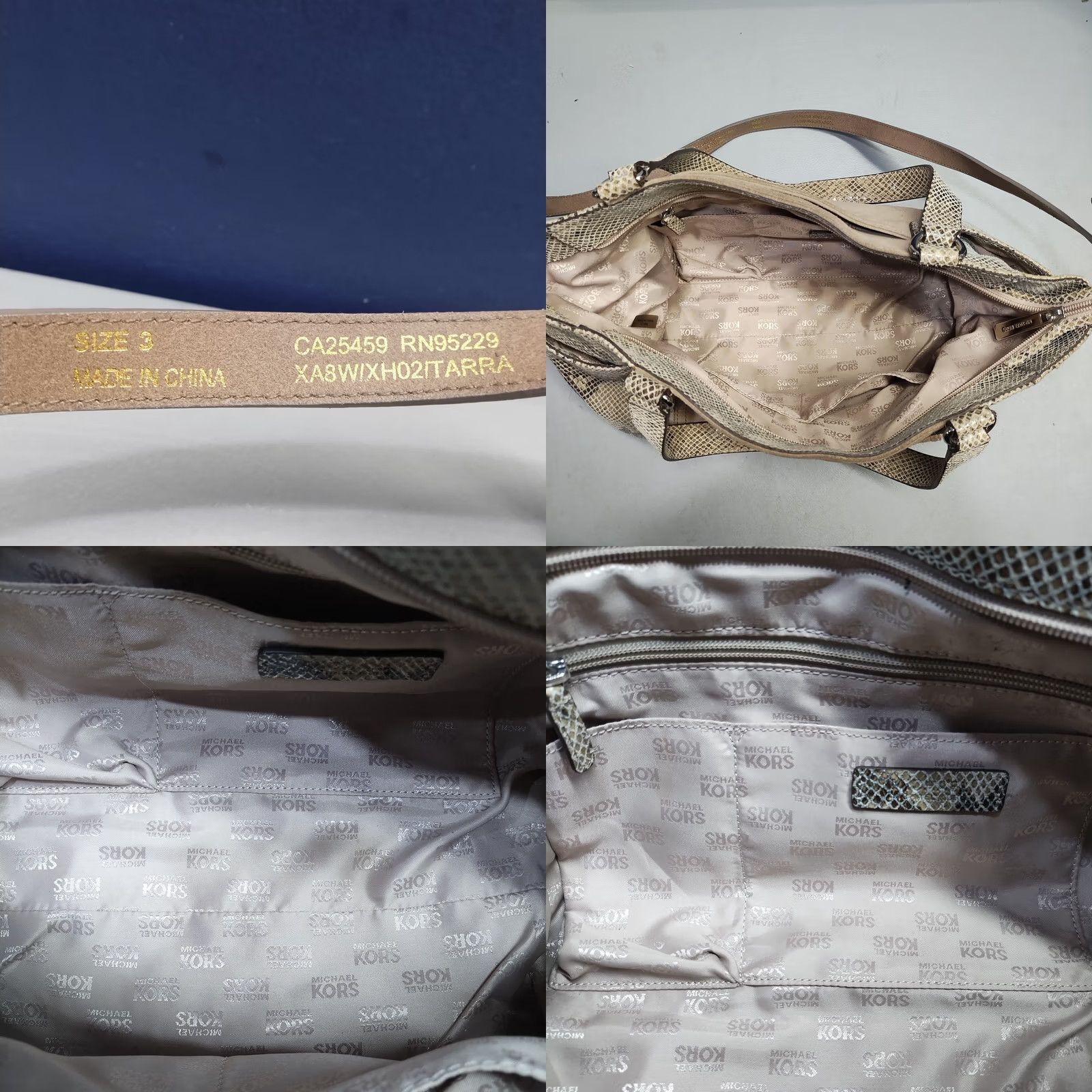 Michael Kors Michael Kors Shoulder Bag Womens Medium Brown Snakeskin Print Suede Leather Zip Closure Size ONE SIZE - 8 Thumbnail