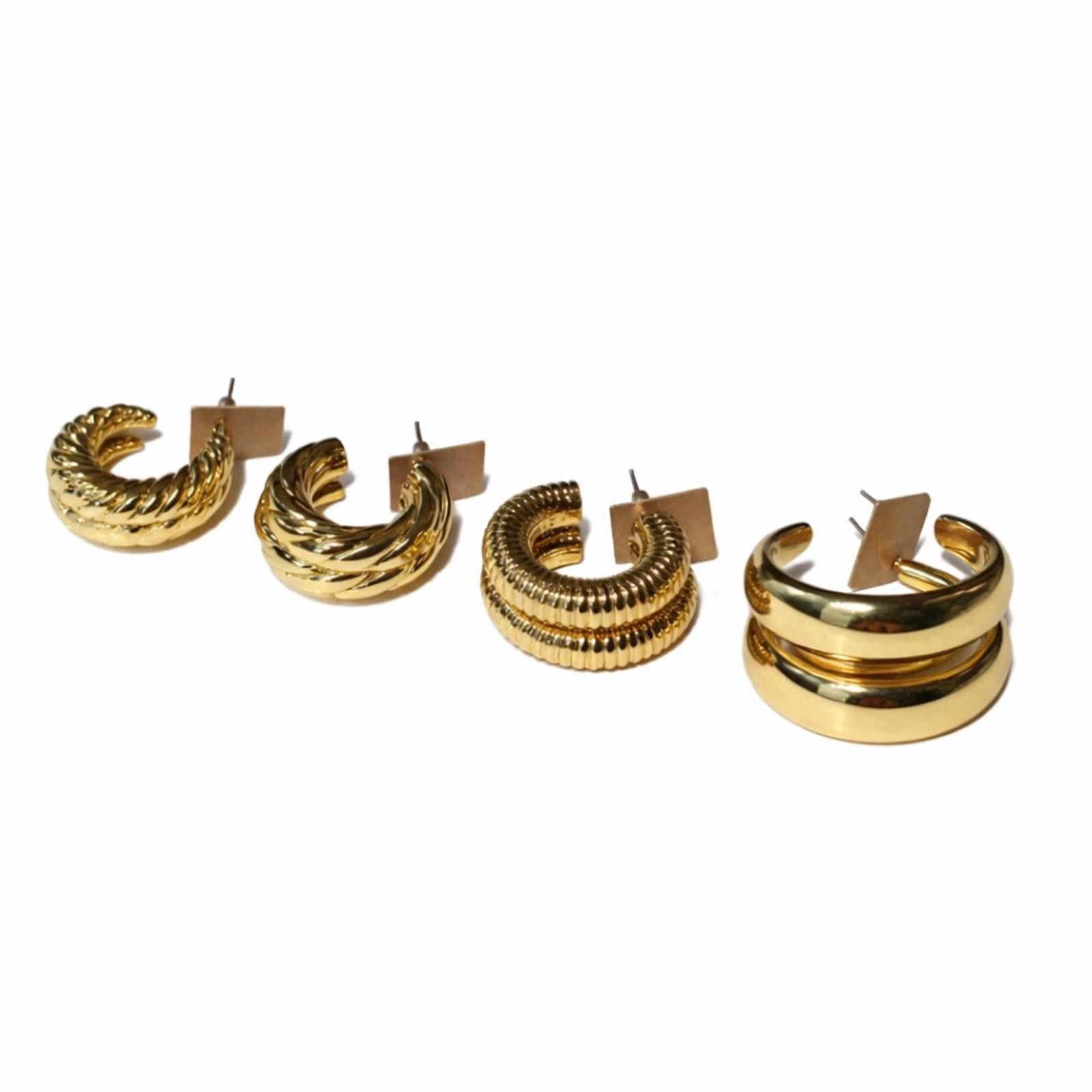 Other Chic Gold-Tone Textured Fashion Hoop Earrings Set of 4 Size ONE SIZE - 1 Thumbnail