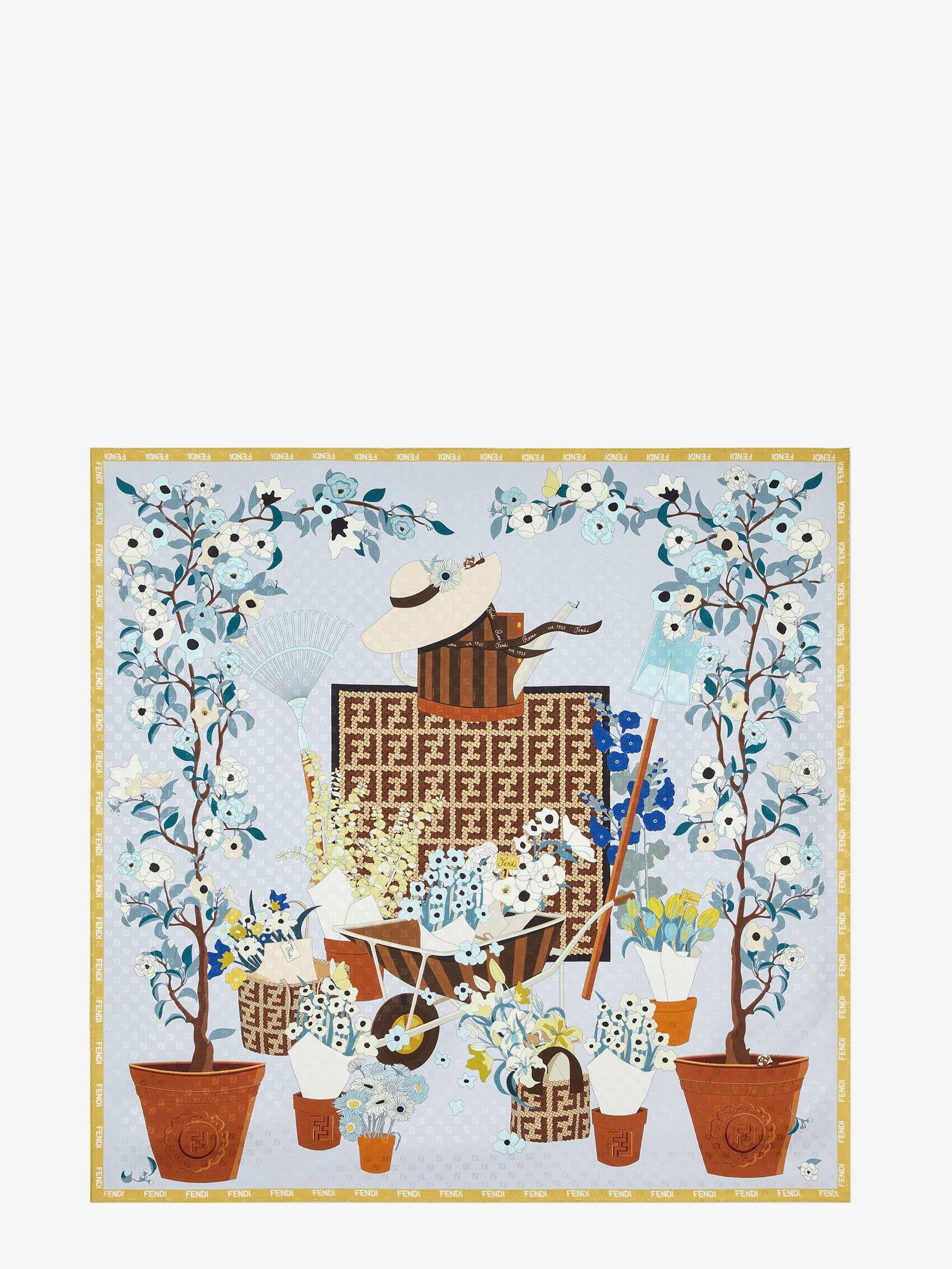 Fendi Silk Scarf With Gardening Print Size ONE SIZE - 1 Thumbnail