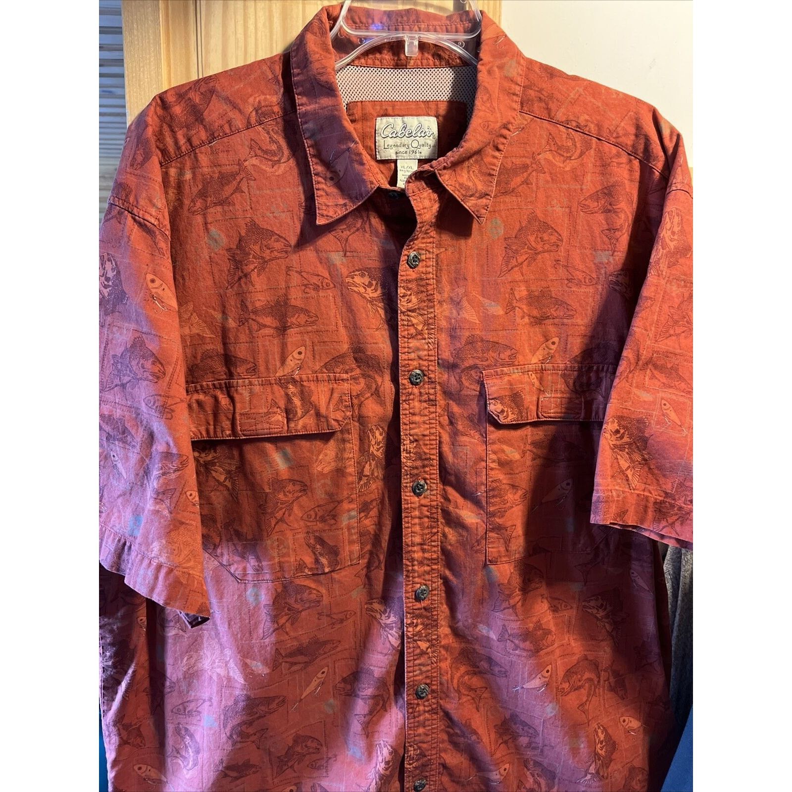 Cabelas Cabelas Shirt Men XL Button Burnt Orange Fish All Over Print Size US XL / EU 56 / 4 - 2 Thumbnail
