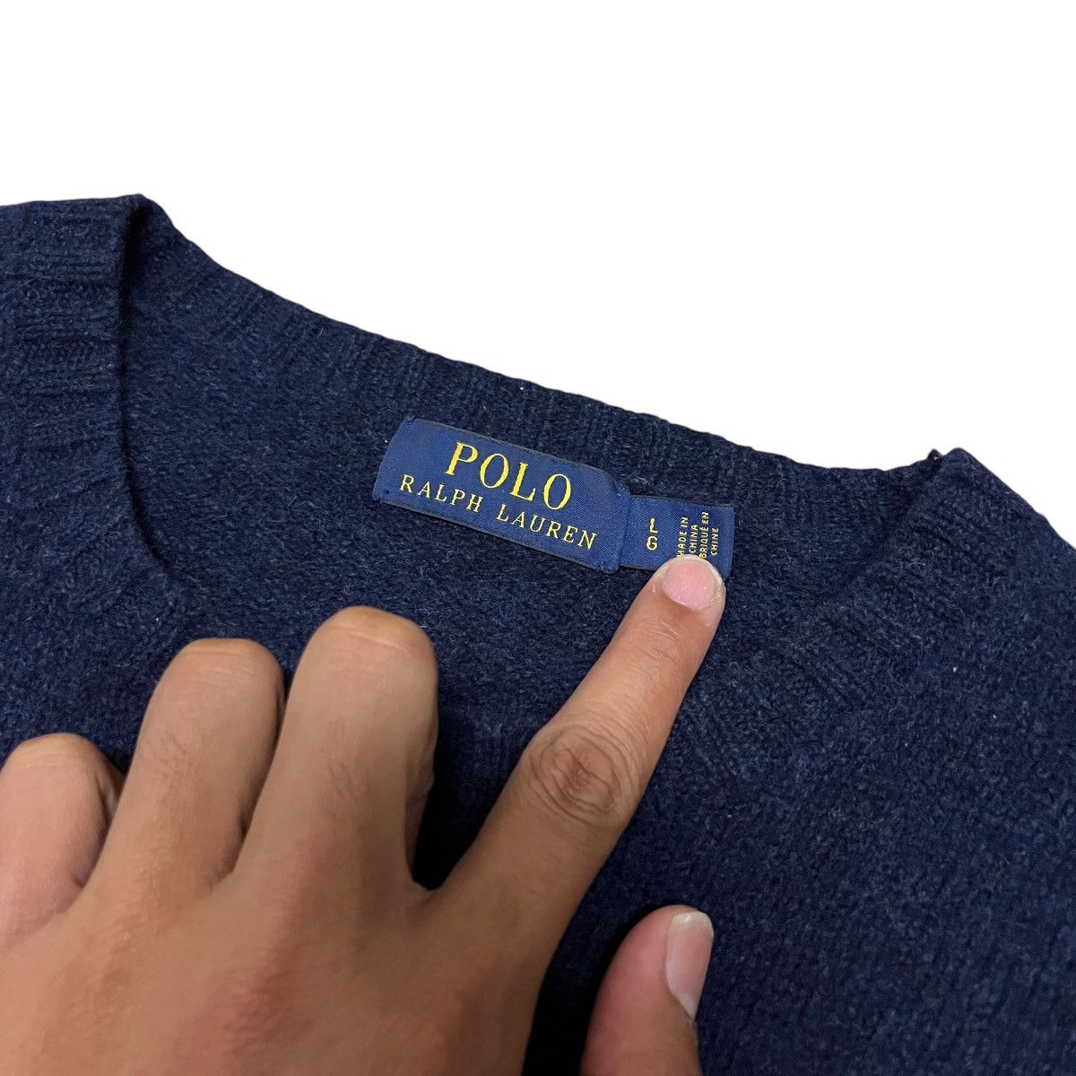 Polo Ralph Lauren × Ralph Lauren × Vintage Iconic Denim Polo Bear Sweaters Size US L / EU 52-54 / 3 - 8 Thumbnail