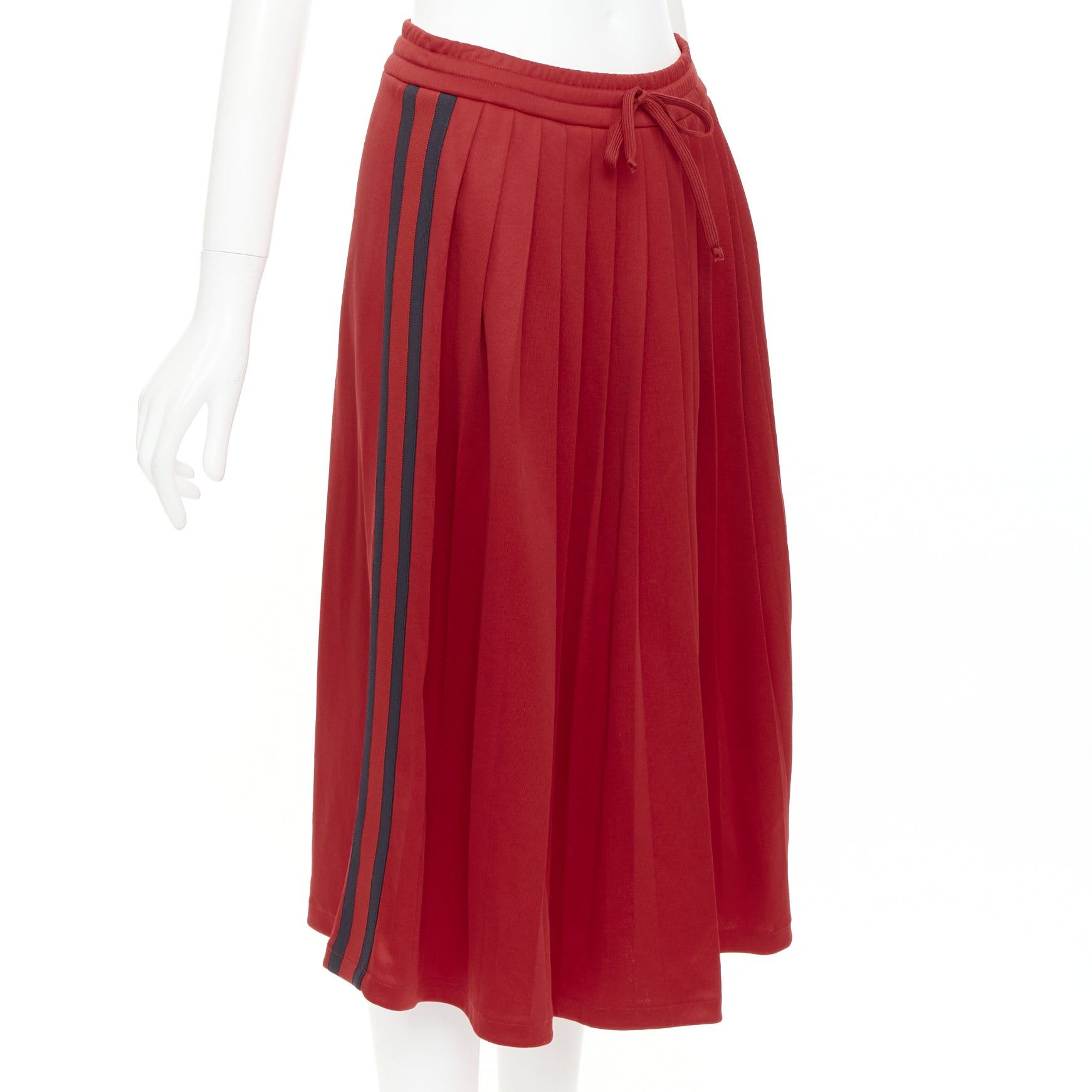 Gucci GUCCI Alessandro Michele red pleated Signature Web side track skirt XS Size 27" / US 4 / IT 40 - 1 Thumbnail