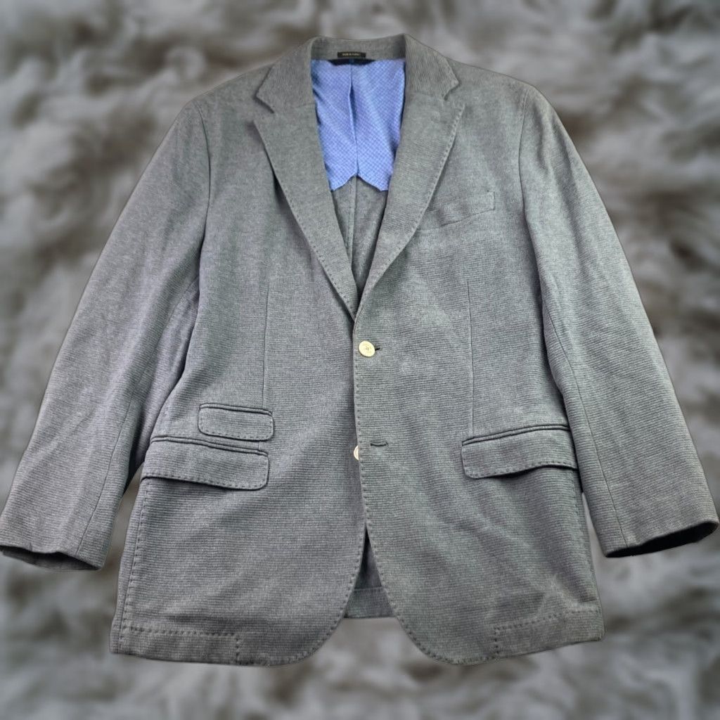 Massimo Dutti Massimo Dutti Blazer Men’s US 44 S Knit Unlined 2-Button Gray Elbow Patches Size 44R - 1 Thumbnail