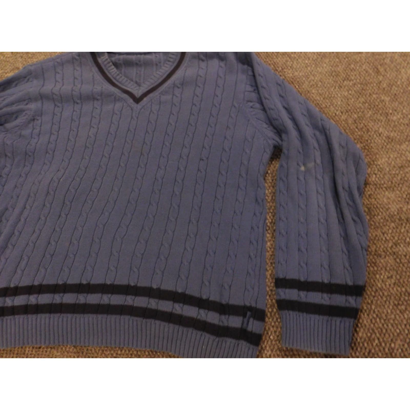 Izod IZOD Sweater Pullover V-Neck Long Sleeve Classic Knit Blue L Mens Regular Size Large Cotton Knit Solid Vintage No zipper Size US L / EU 52-54 / 3 - 2 Thumbnail