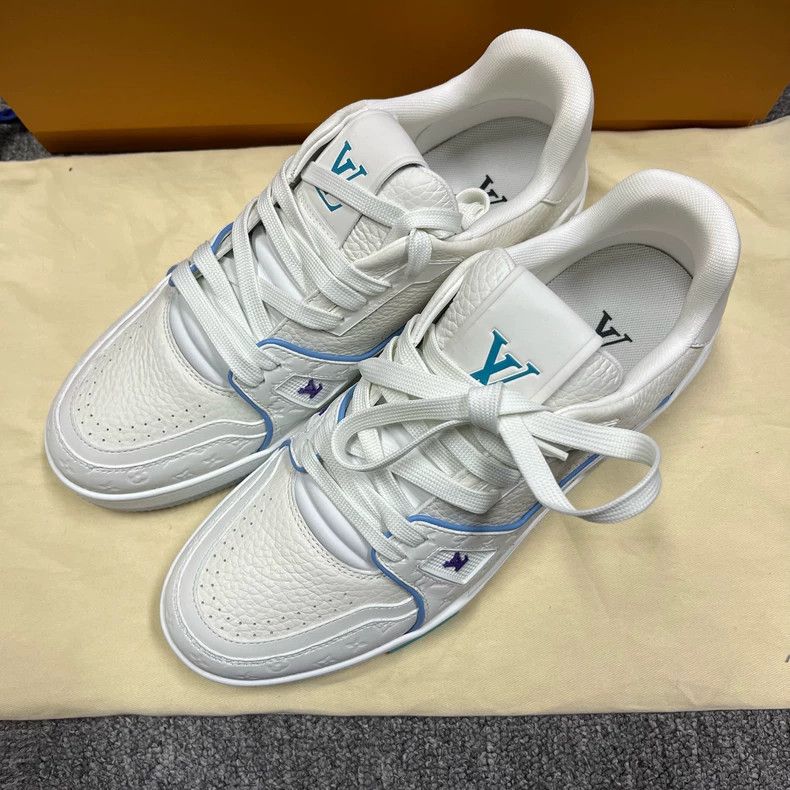 Louis Vuitton Louis Vuitton White, blue and purple cow leather lace-up f Size US 7 / EU 40 - 2 Thumbnail