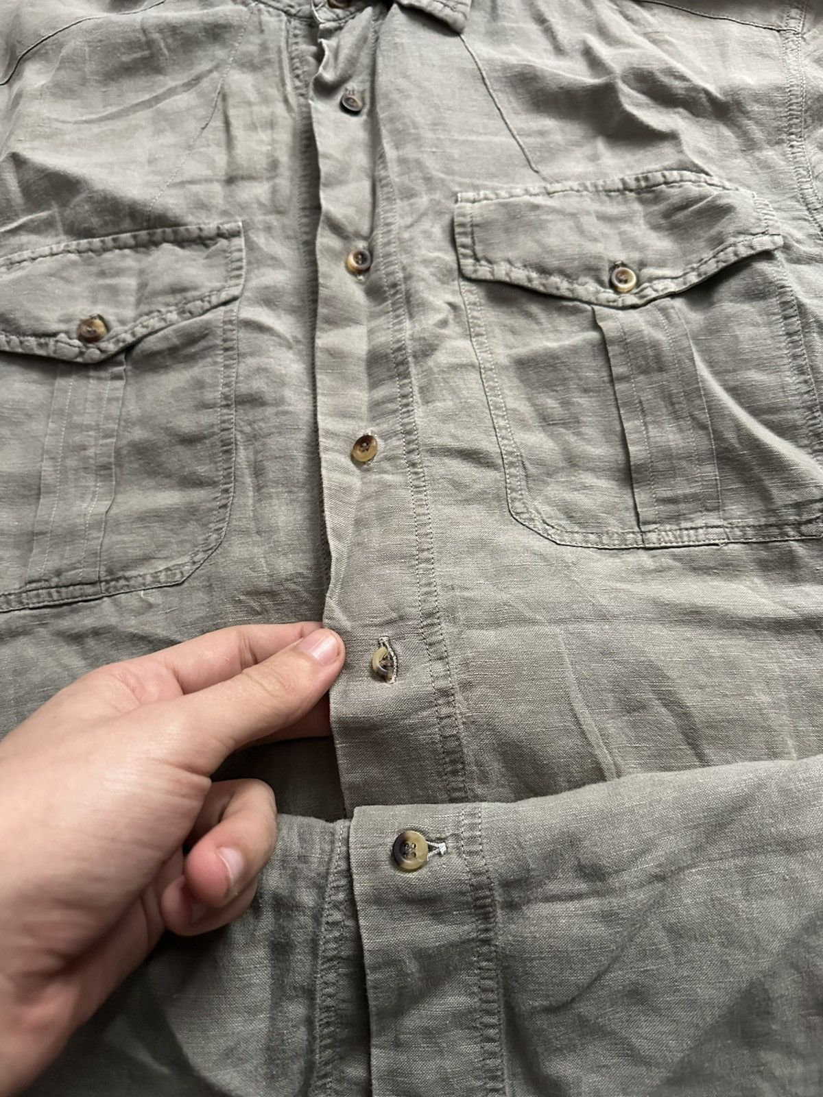 Brunello Cucinelli Brunello Cucinelli Linen Shirt Button Up Size US L / EU 52-54 / 3 - 19 Thumbnail