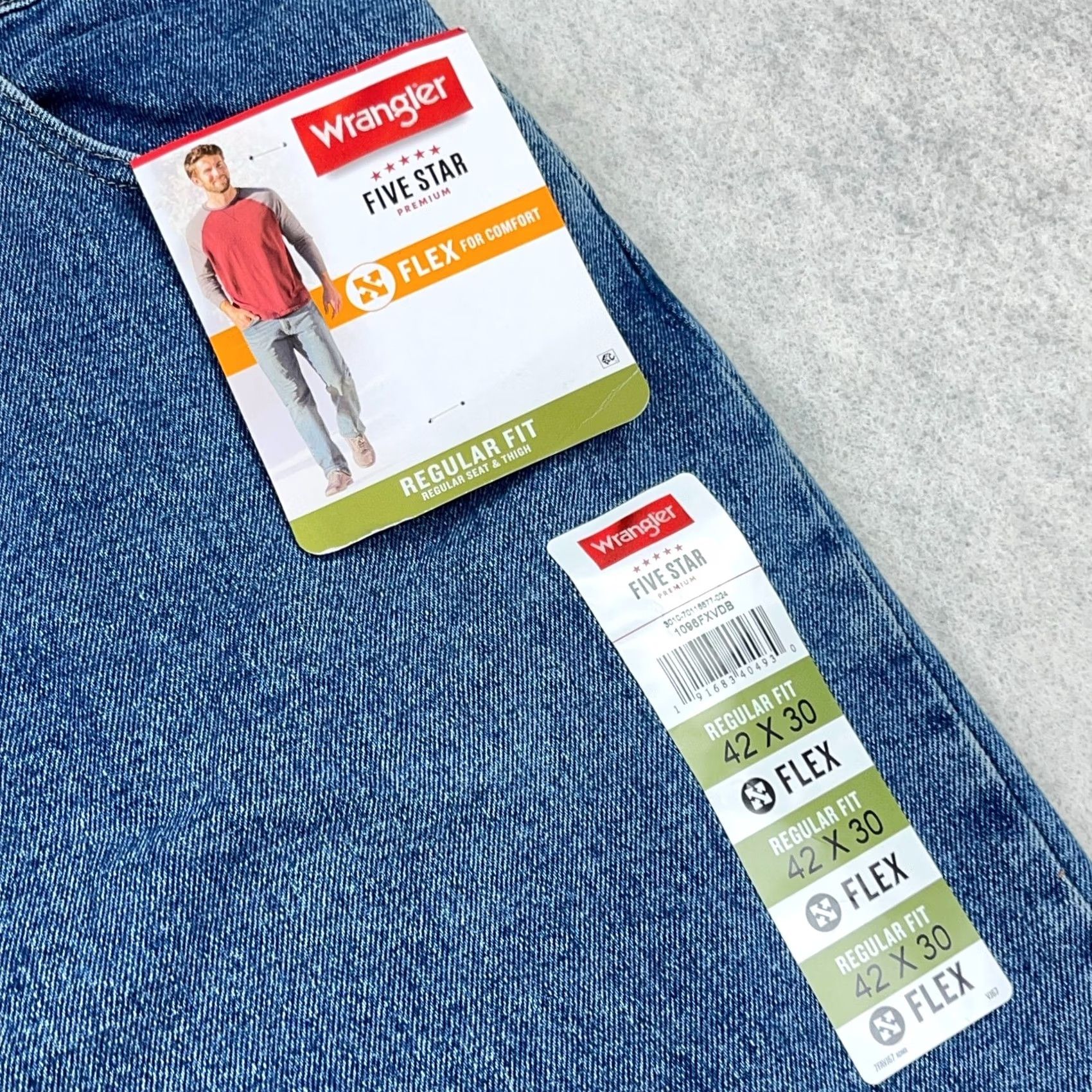 Wrangler Wrangler Jeans Men 42x30 Regular Straight Medium Wash Five Star Denim NEW Jeans Wrangler Size US 42 / EU 58 - 5 Thumbnail