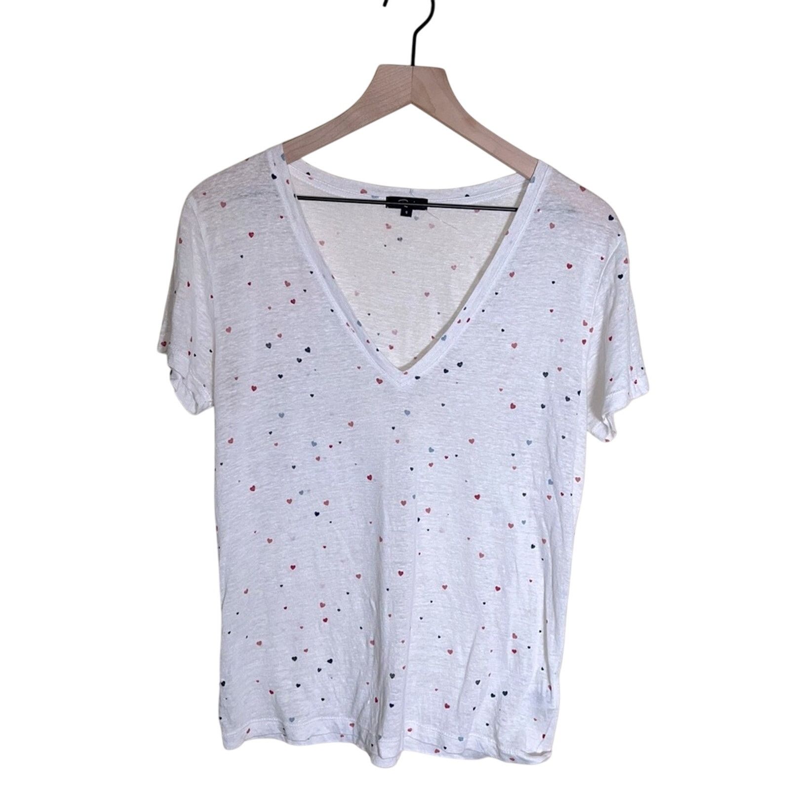 Rails RAILS linen heart detail sheer v neck tshirt S Size S / US 4 / IT 40 - 1 Thumbnail
