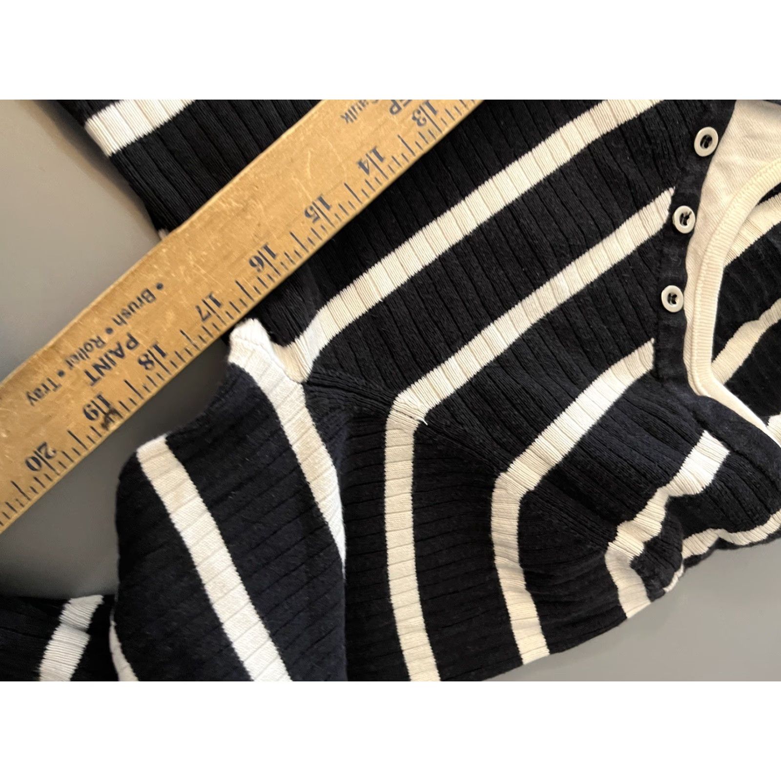 Style & Co Style & Co Top Women's 1X Black White Striped 3/4 Sleeve Cotton Career Casual Shirt Clothing Size XL / US 12-14 / IT 48-50 - 5 Thumbnail