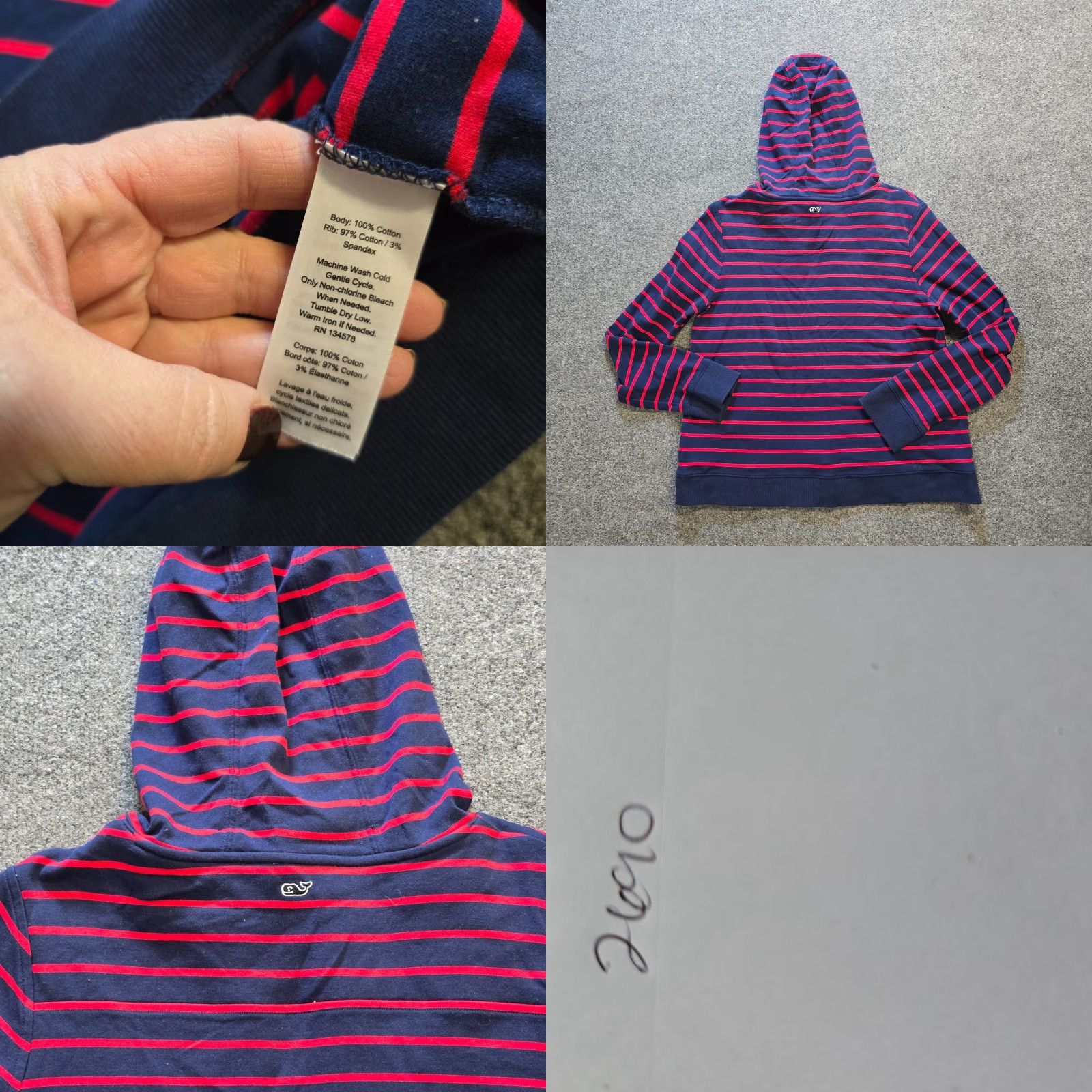 Vineyard Vines Vineyard Vines Hoodie Womens M Blue Red Stripe Preppy Nautical Sweatshirt Pullover Hooded Regular Knit Cotton Logo Modern Spring Fall Winter Size M / US 6-8 / IT 42-44 - 8 Thumbnail