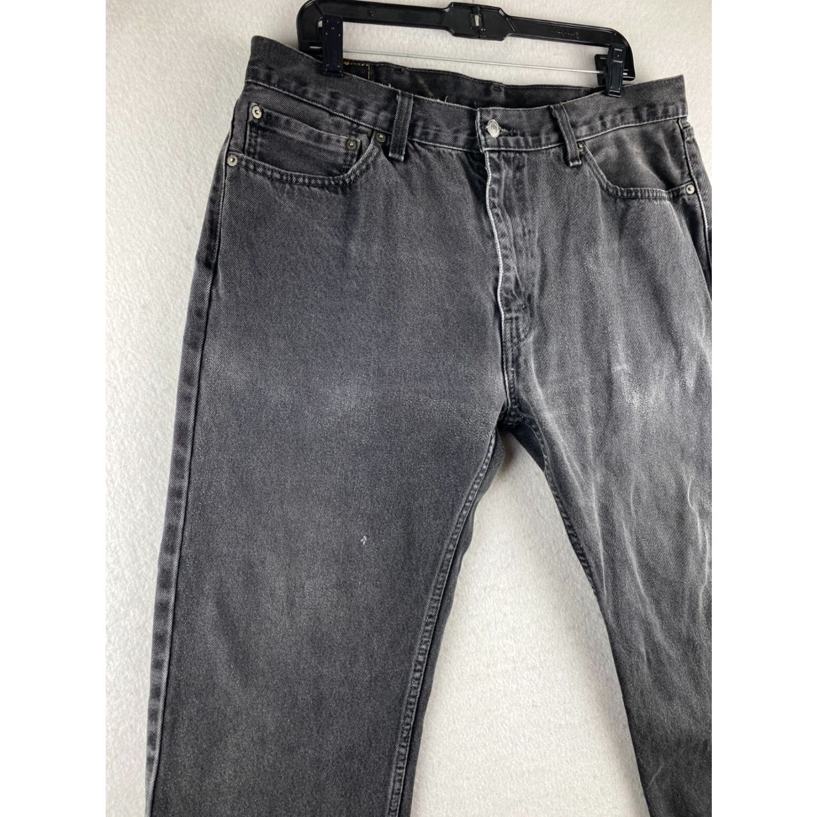 Levi's Levi's 505 Jeans Mens 38 Black Dark Wash Distressed Denim Mid-Rise Pockets Size US 38 / EU 54 - 3 Thumbnail