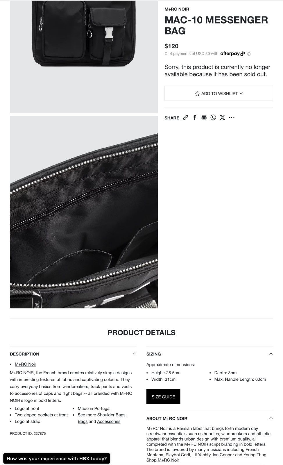 M+Rc Noir M + R C noir MAC-10 MESSENGER BAG Size ONE SIZE - 7 Thumbnail