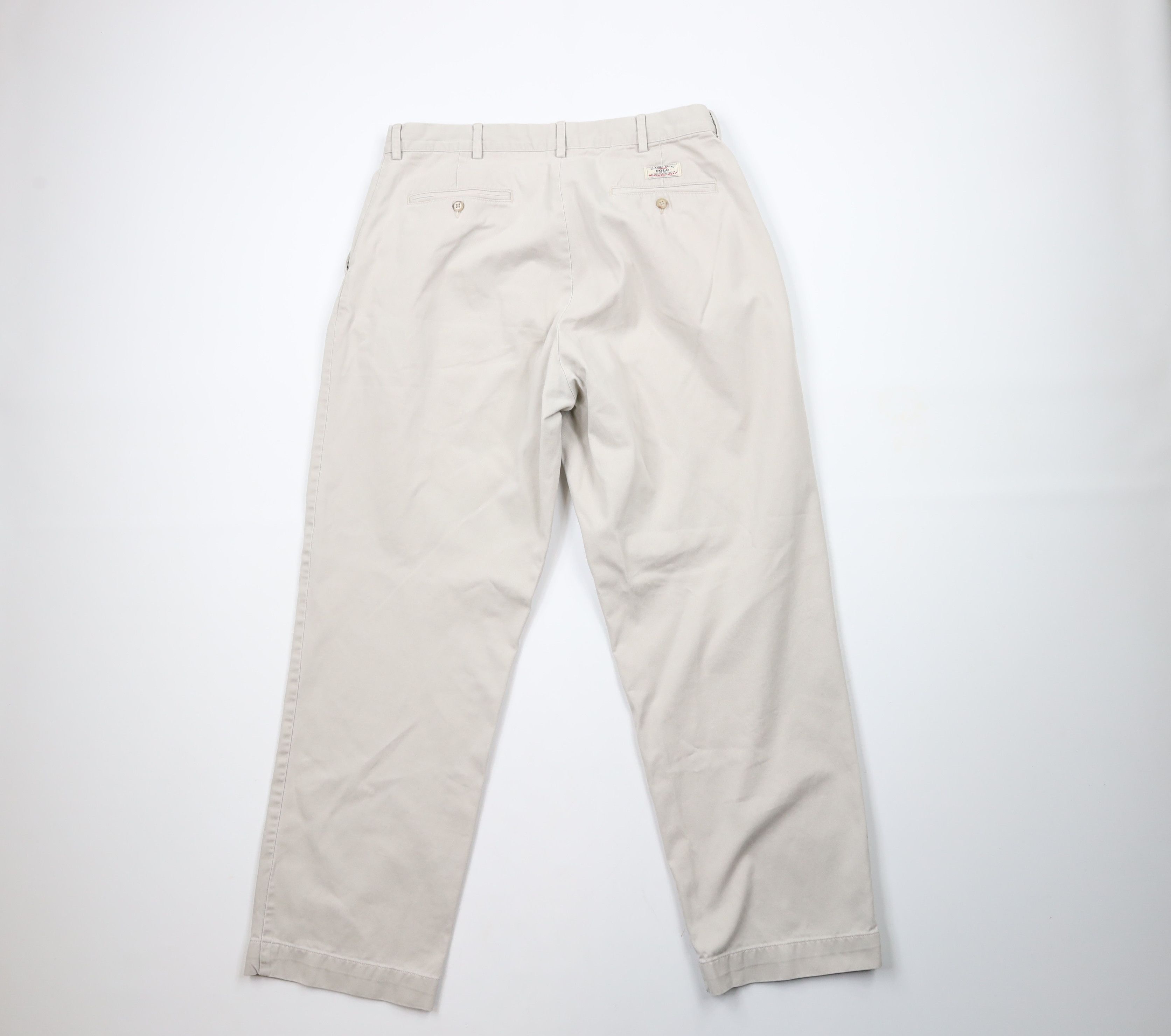 Ralph Lauren × Vintage Vintage 90s Ralph Lauren Front Cotton Chino Pants Beige Size US 34 / EU 50 - 8 Thumbnail