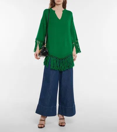 Valentino o1y0326 V-neck Sweater in Green Size S / US 4 / IT 40 - 4 Thumbnail