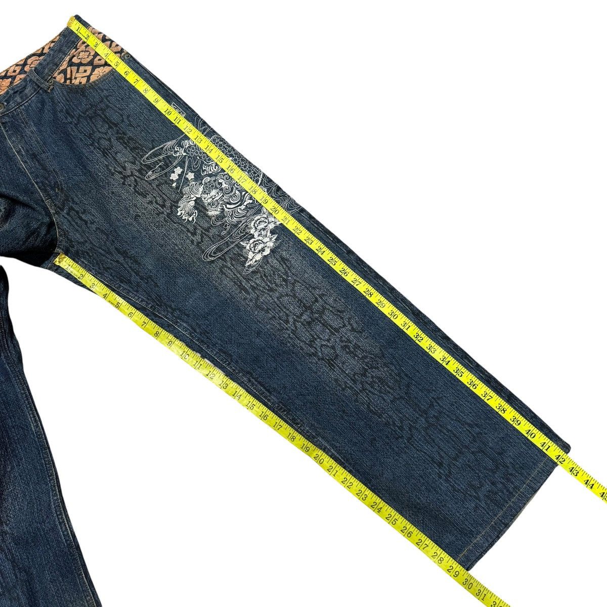Karakuri Tamashii Vintage Karakuri Tamashii Denim Embroidery Dragon Snake Skin Size US 36 / EU 52 - 18 Thumbnail