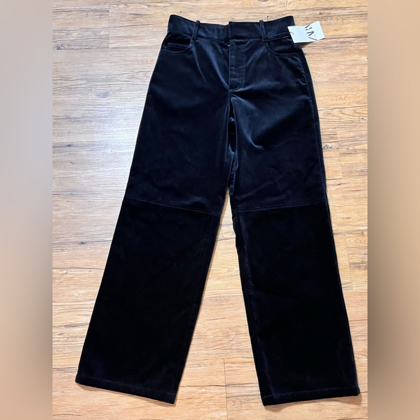 Zara NWT-Zara- STRAIGHT LEG VELVET PANTS ZW COLLECTION-Small Size 27" / US 4 / IT 40 - 4 Thumbnail