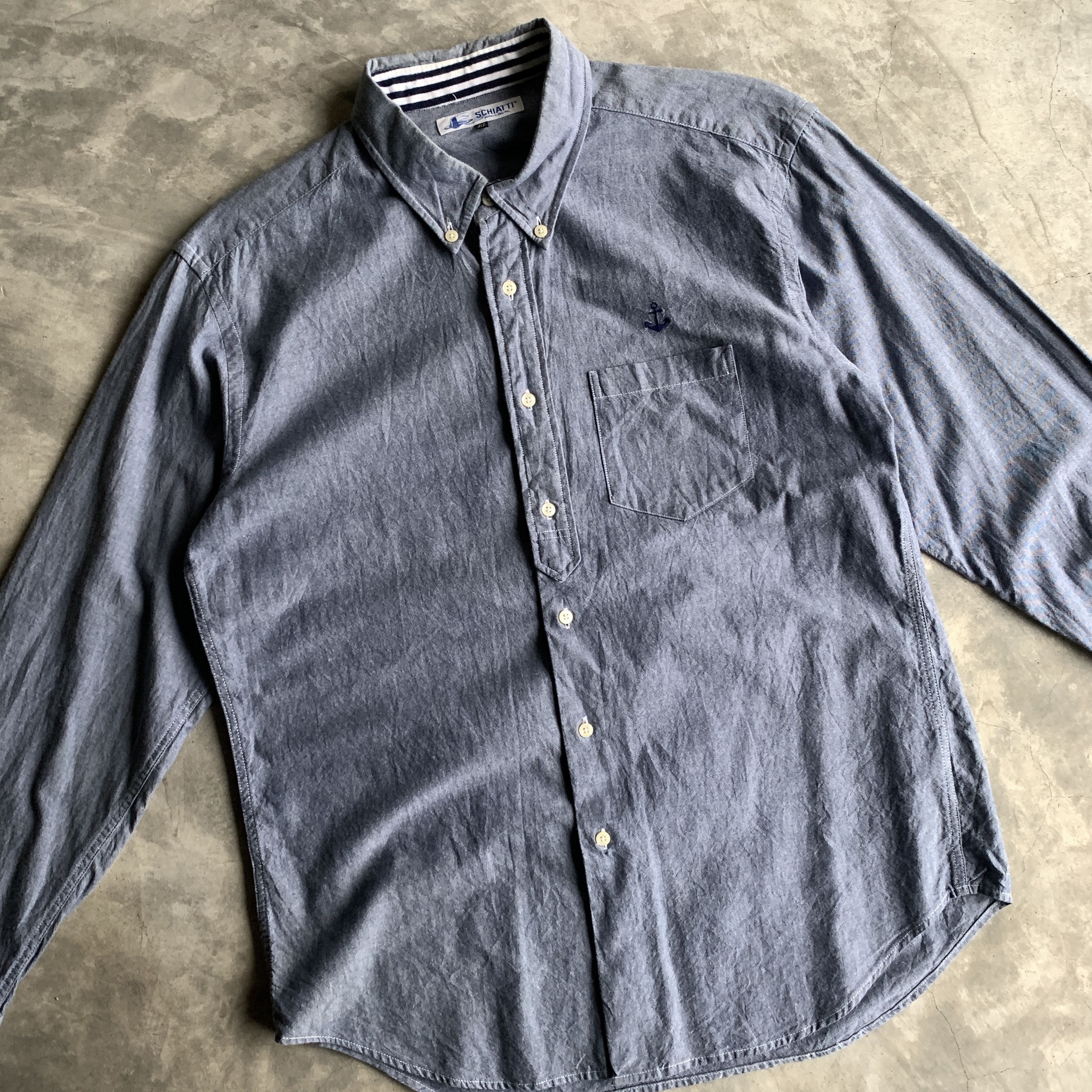 Japanese Brand × Vintage Schiatti Oku inc. Chambray Shirt Button down Size US M / EU 48-50 / 2 - 2 Thumbnail