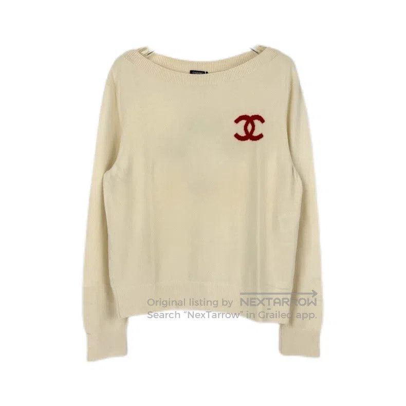 Chanel Chanel Beige classic logo cashmere sweater Size M / US 6-8 / IT 42-44 - 1 Thumbnail