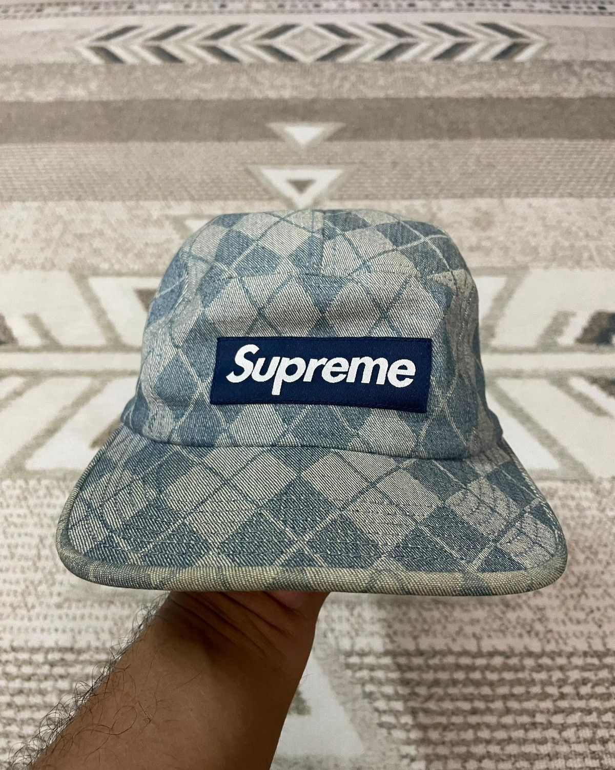 Supreme Supreme Denim Argyle Camp Cap Size ONE SIZE - 6 Thumbnail
