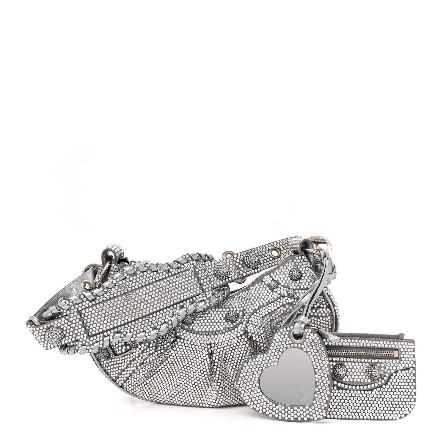 Balenciaga Rhinestone Encrusted Le Cagole Shoulder Bag XS Silver Size ONE SIZE - 1 Thumbnail