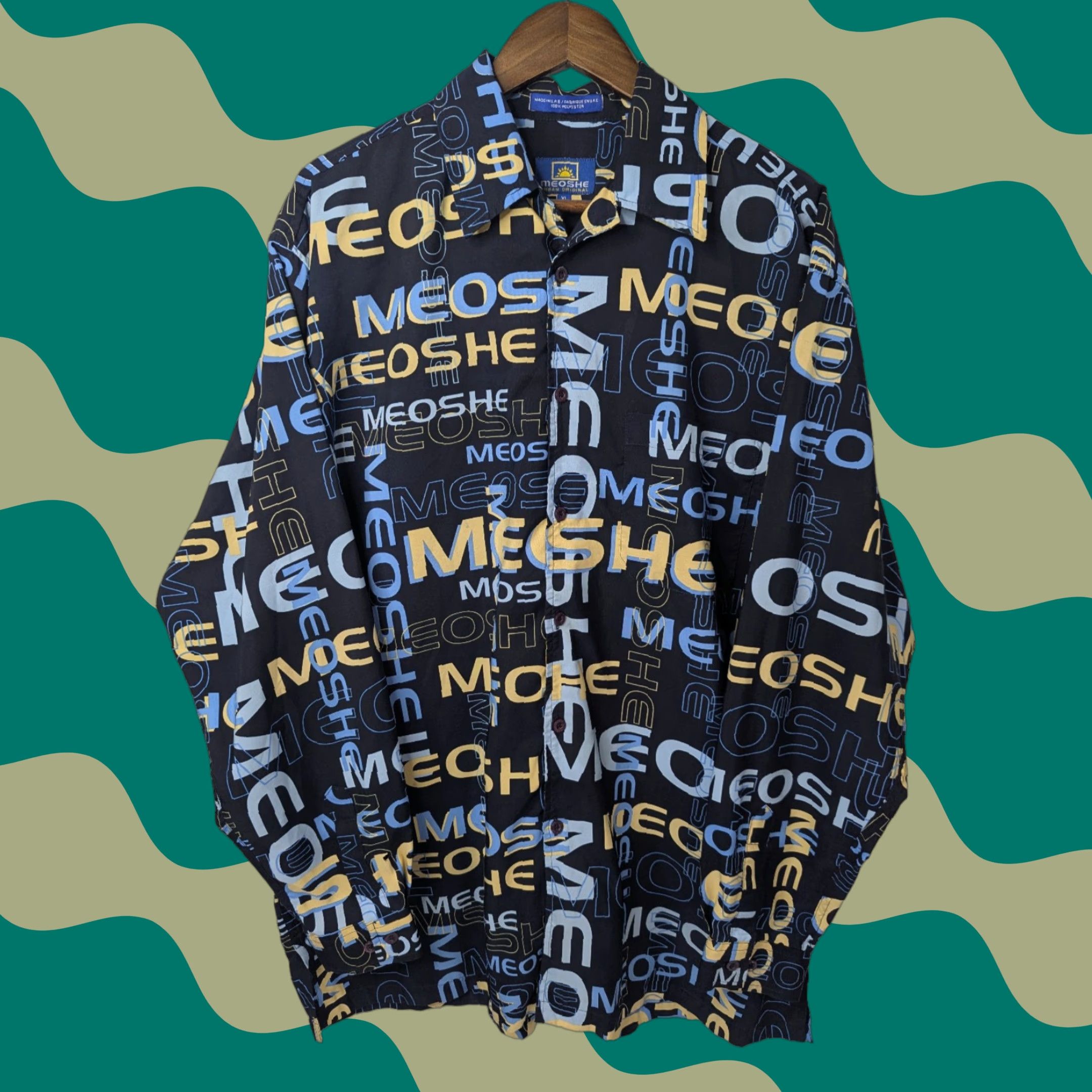Vintage VINTAGE Meoshe Navy AOP Men's XL Long Sleeve Shirt Streetwear Hip Hop Y2K Urban Size US XL / EU 56 / 4 - 1 Thumbnail