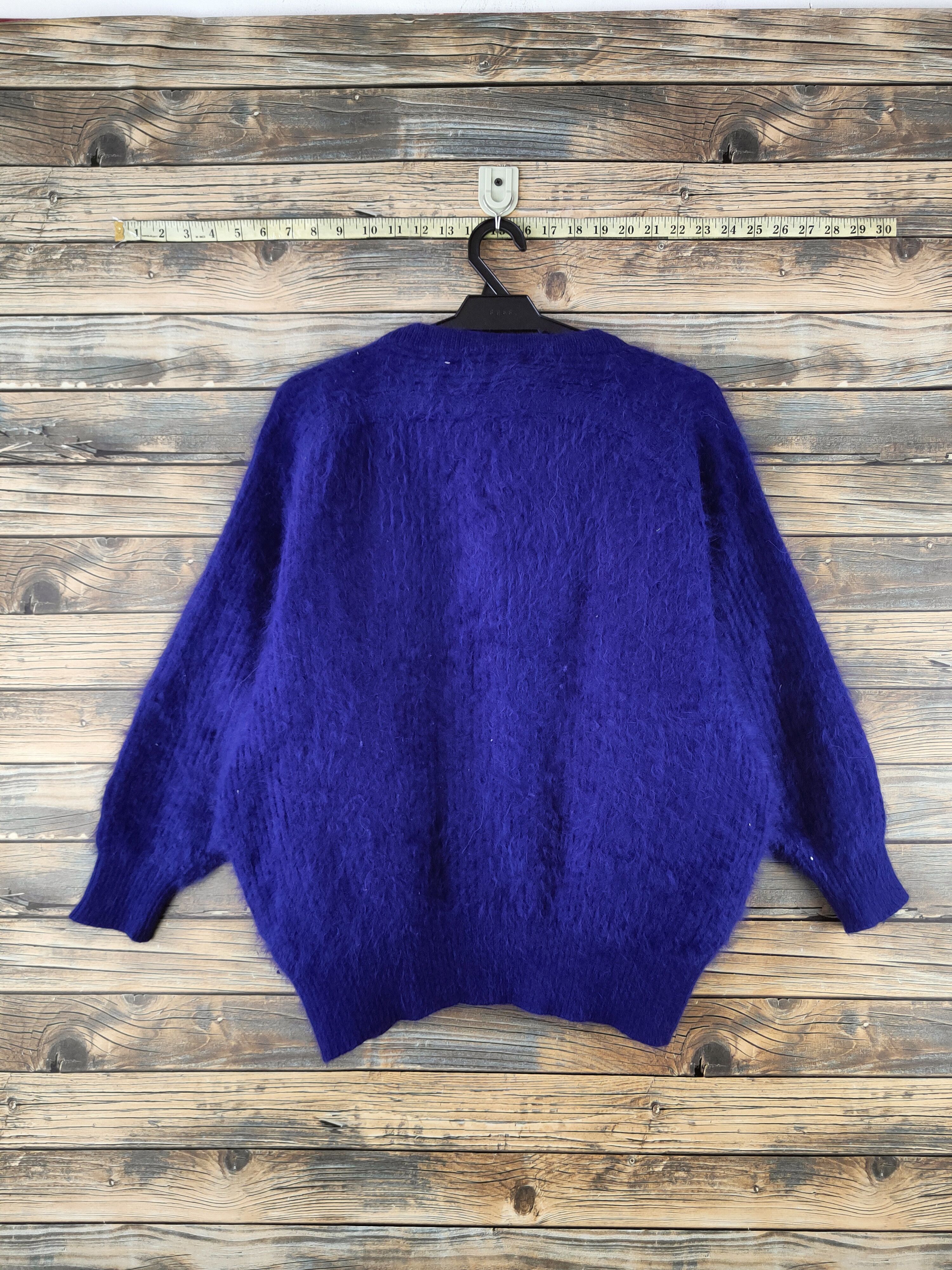 Japanese Brand DL Sundose Blue Fur Mohair shaggy Knitwear #46-992 Size L / US 10 / IT 46 - 7 Thumbnail