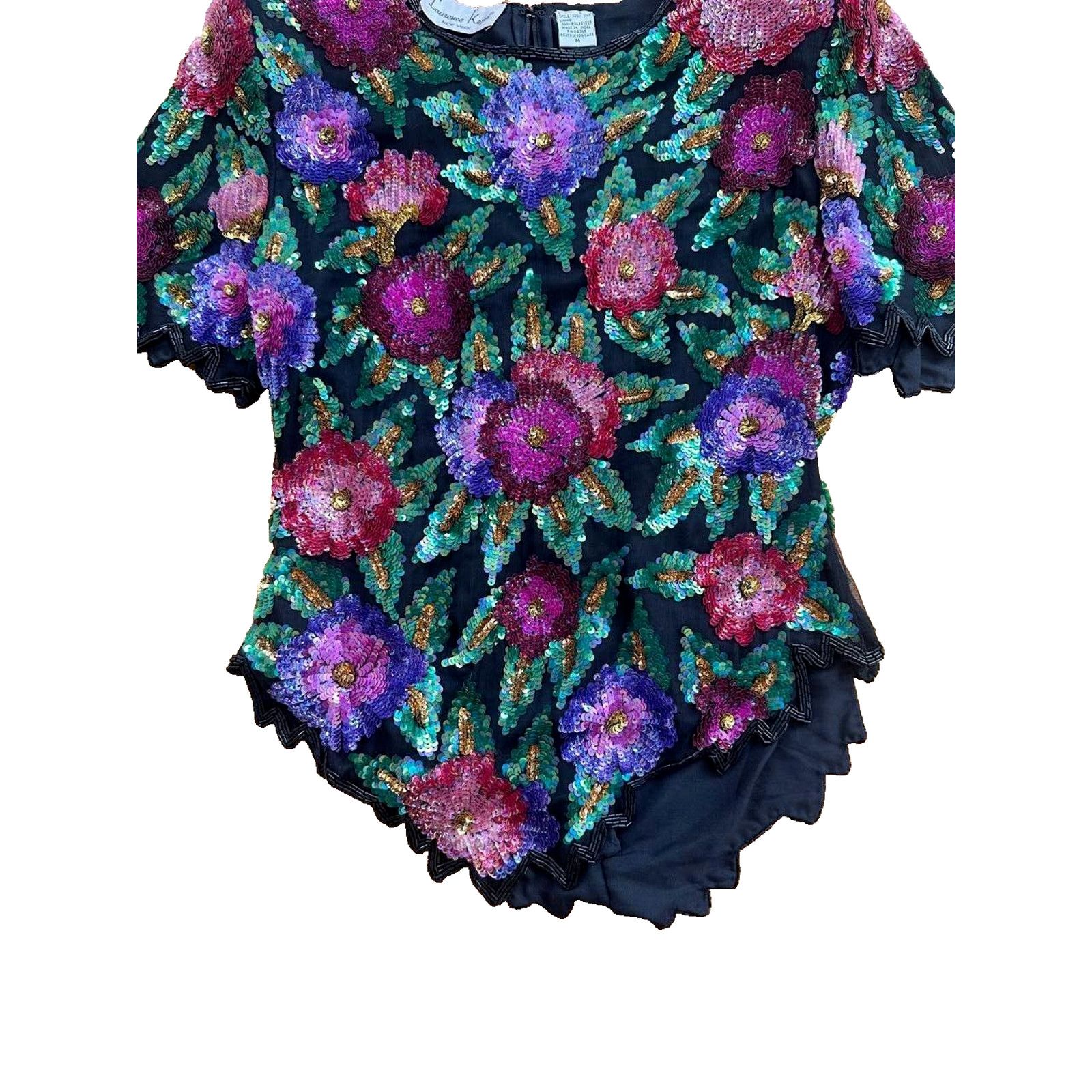 JOHN LAWRENCE SULLIVAN Laurence Kazar Vintage Kazar Silk Sequin Floral M A000609 Size M / US 6-8 / IT 42-44 - 5 Thumbnail